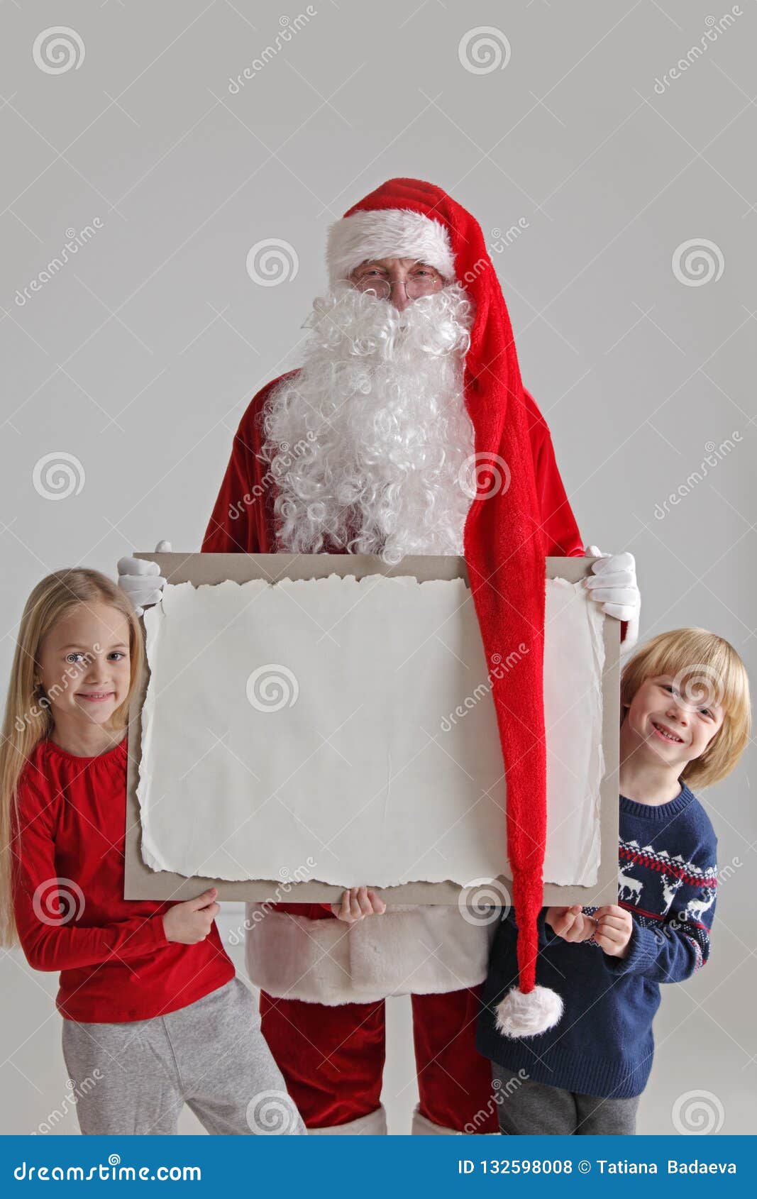 Santa Claus and children stock photo. Image of sign - 132598008