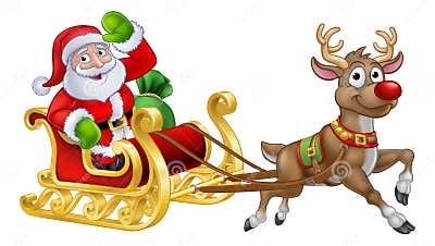 Santa Sleigh Christmas Cartoon Stock Vector - Illustration of claus ...