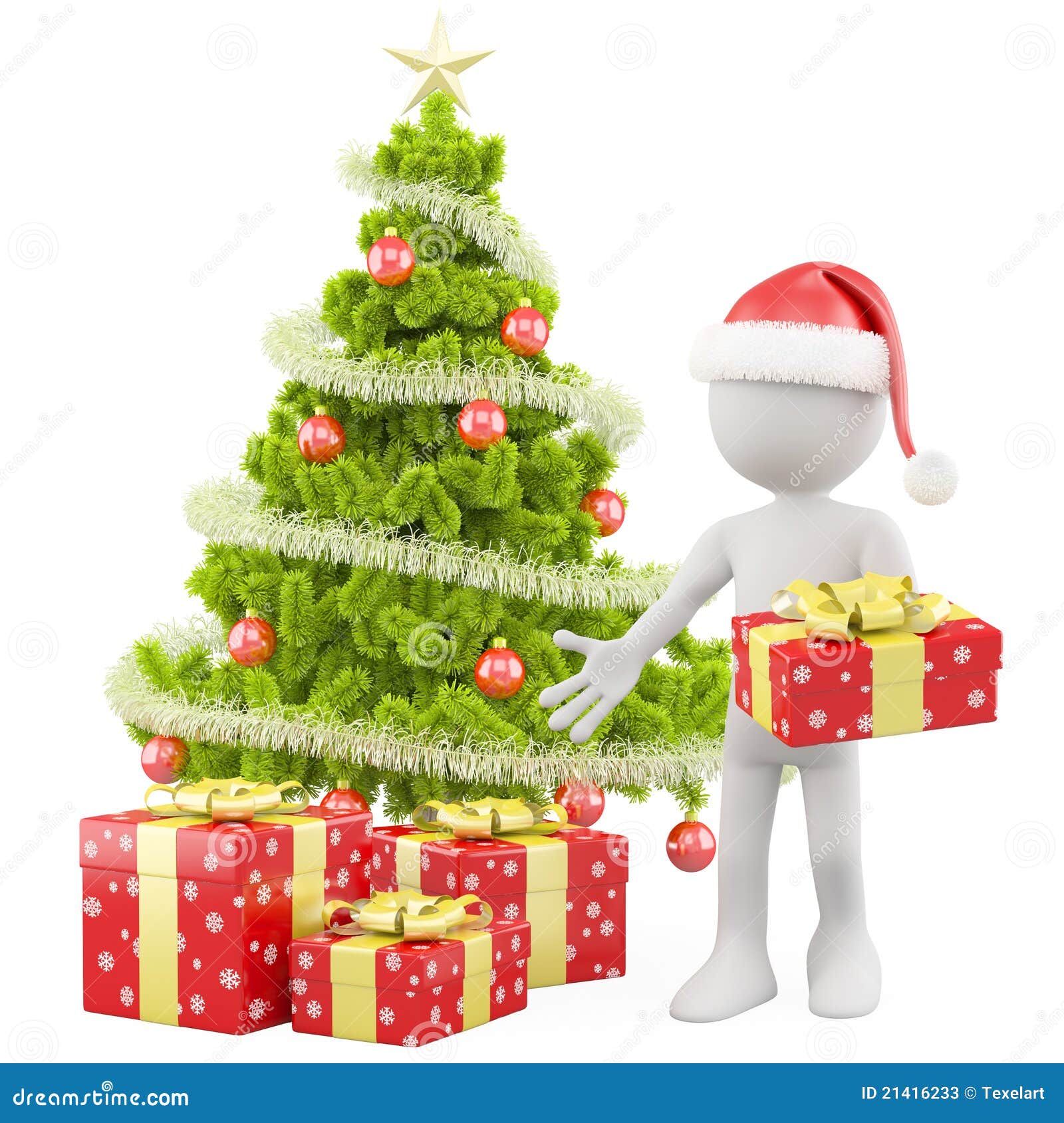 Santa Claus with a Christmas Tree Stock Illustration Illustration of