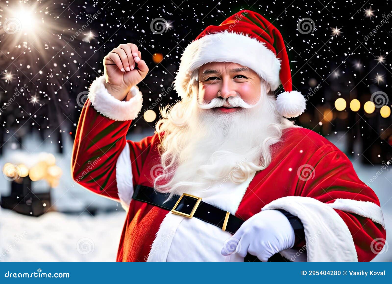 Santa Claus and Christmas Tree on Background. Generative Ai Stock Illustration Illustration of