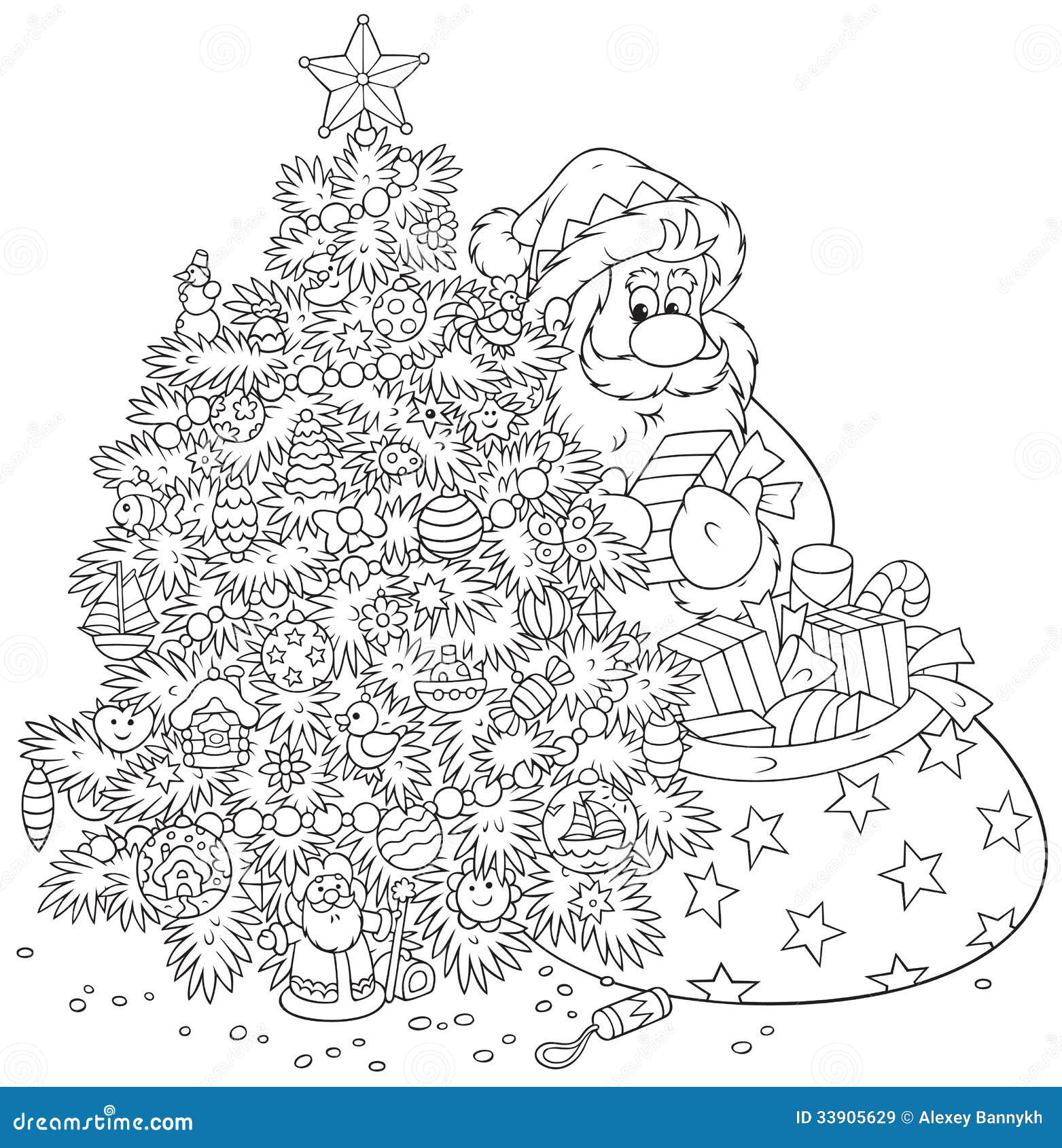 Top 94+ Images how to draw santa claus and christmas tree Superb