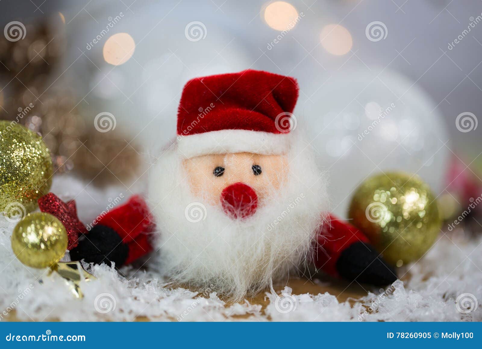 Santa Claus with Christmas Tree Balls and Snow Stock Image - Image of ...