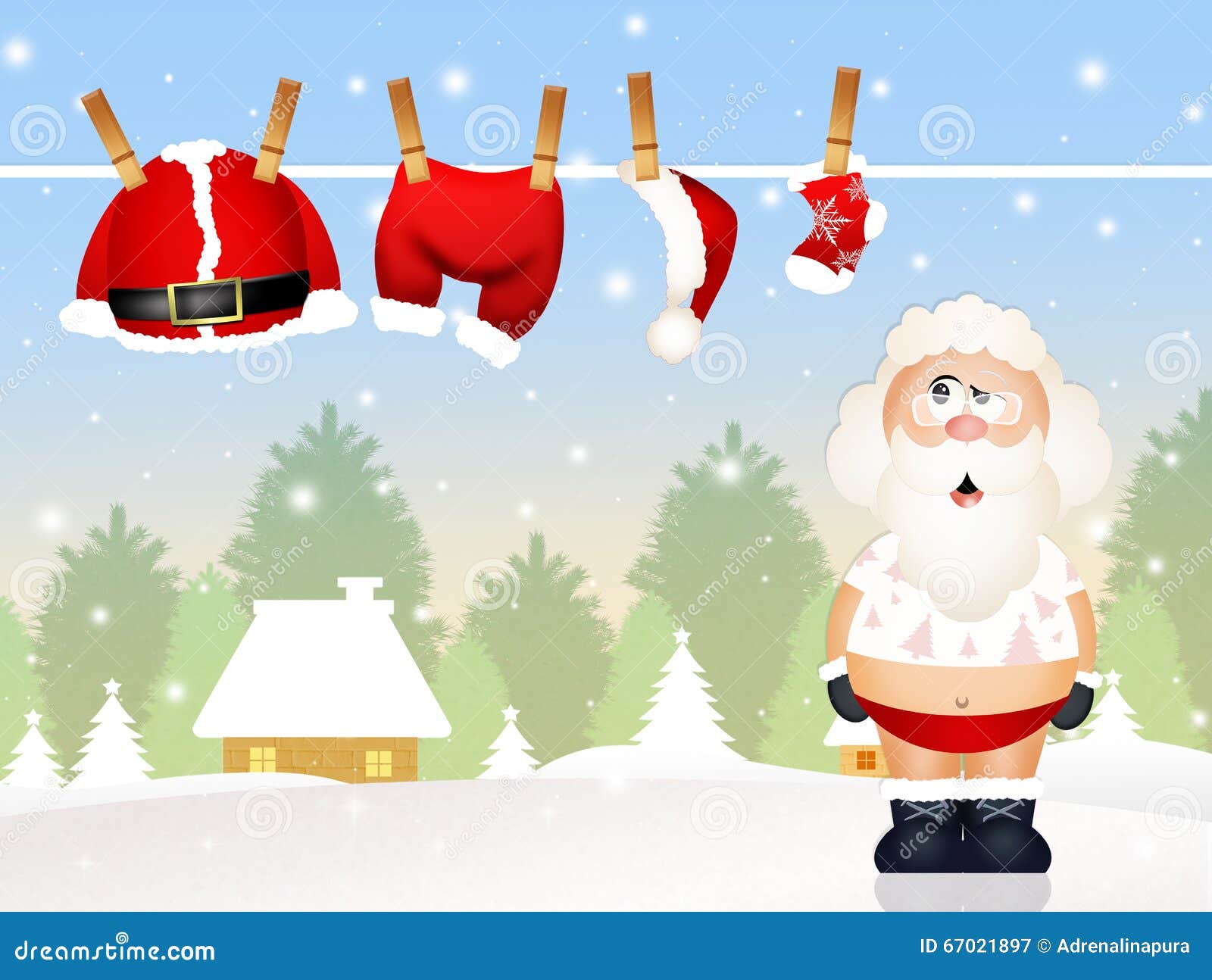Santa Claus without Clothes Stock Illustration - Illustration of  celebration, event: 67021897