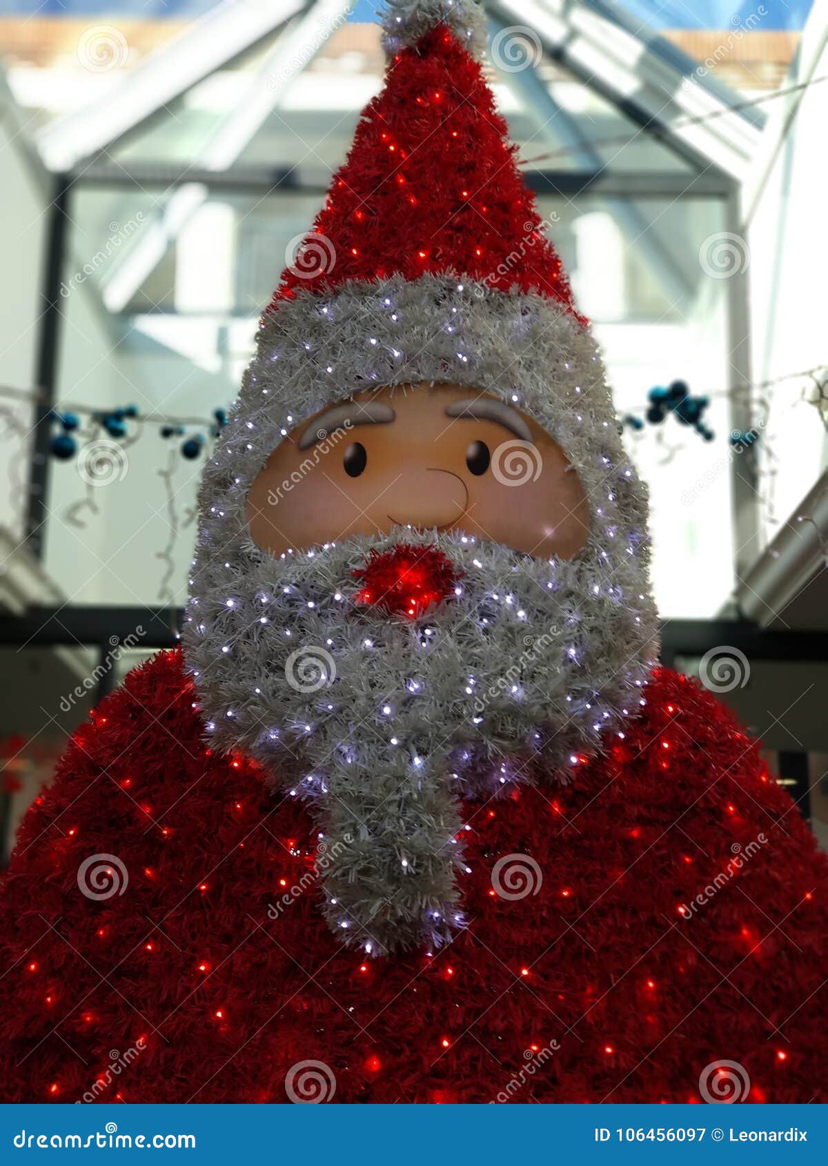 Santa Claus in a Commercial Area Stock Image Image of lights, mall