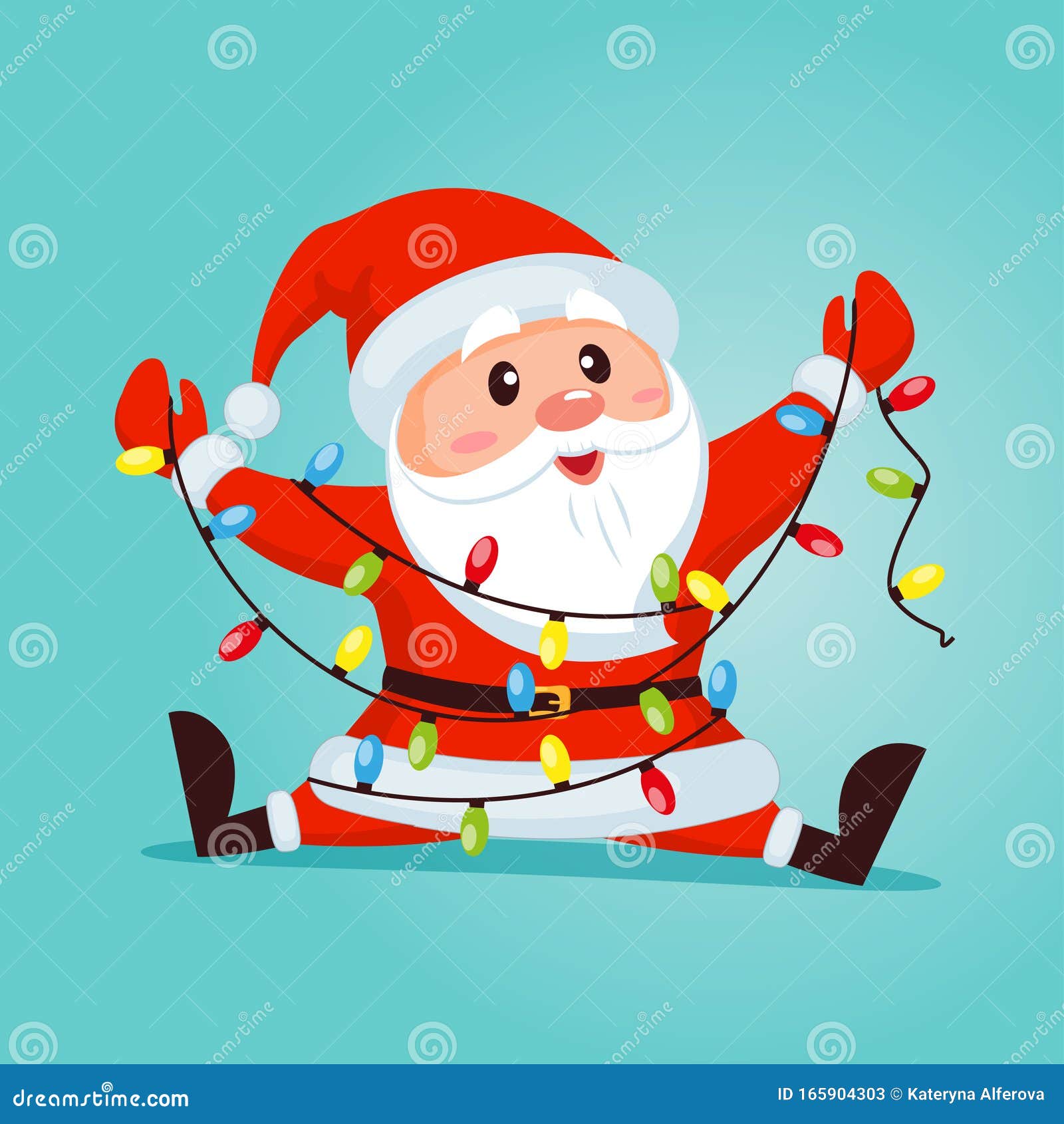 Santa Claus Con Luces De Navidad Ilustración del Vector Ilustración