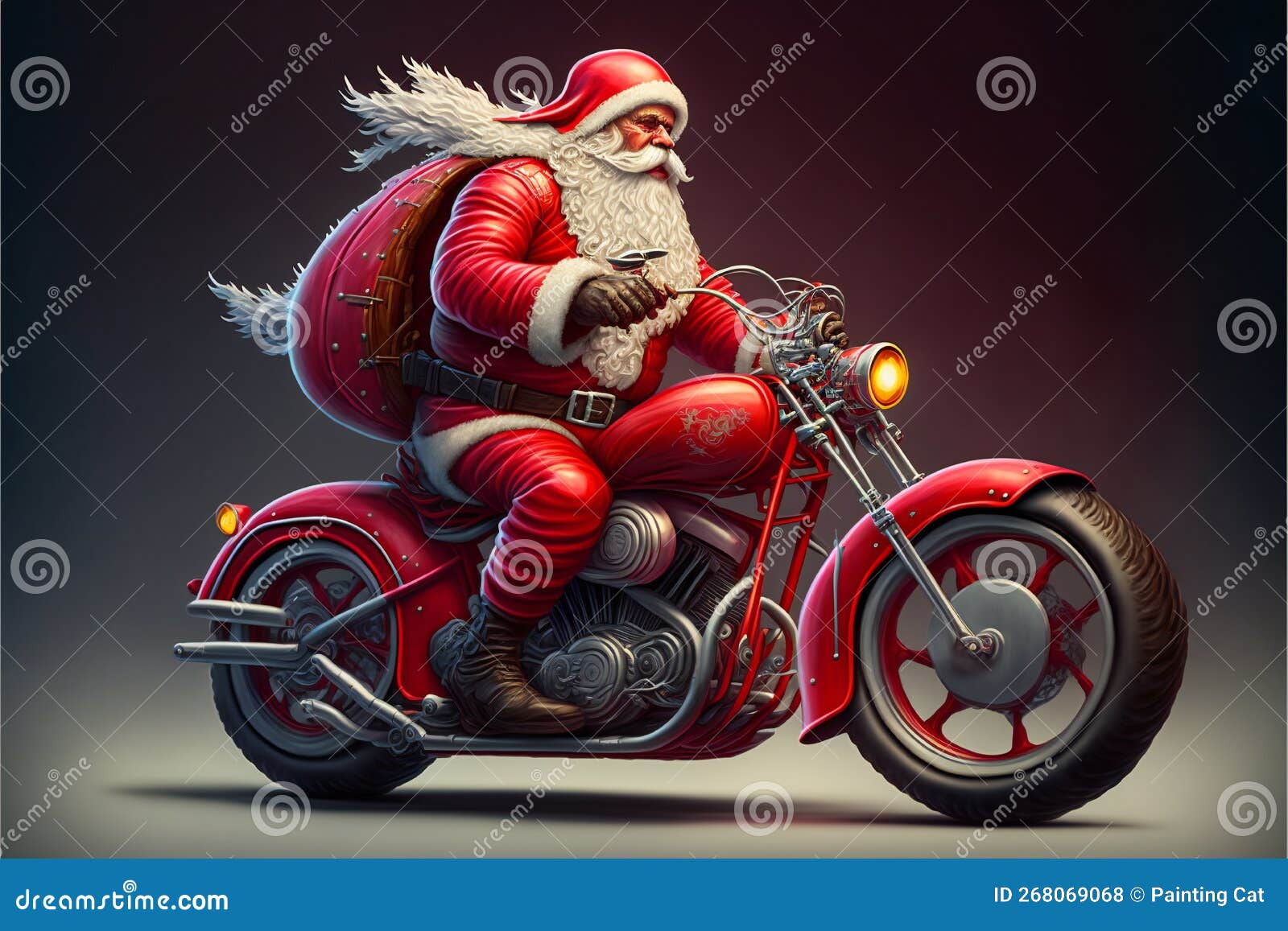 Santa Claus Conduite Une Moto Personnalisée Création Illustration Numérique  Peinture 3d Illustration Stock - Illustration du moteur, rouge: 268069068