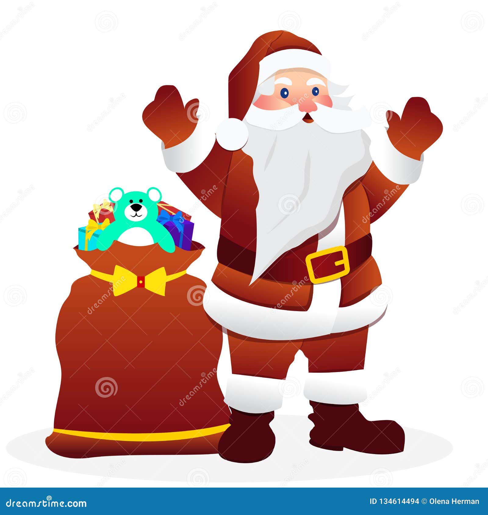 Santa Claus Delivering Gift. Vector Illustration Stock Illustration