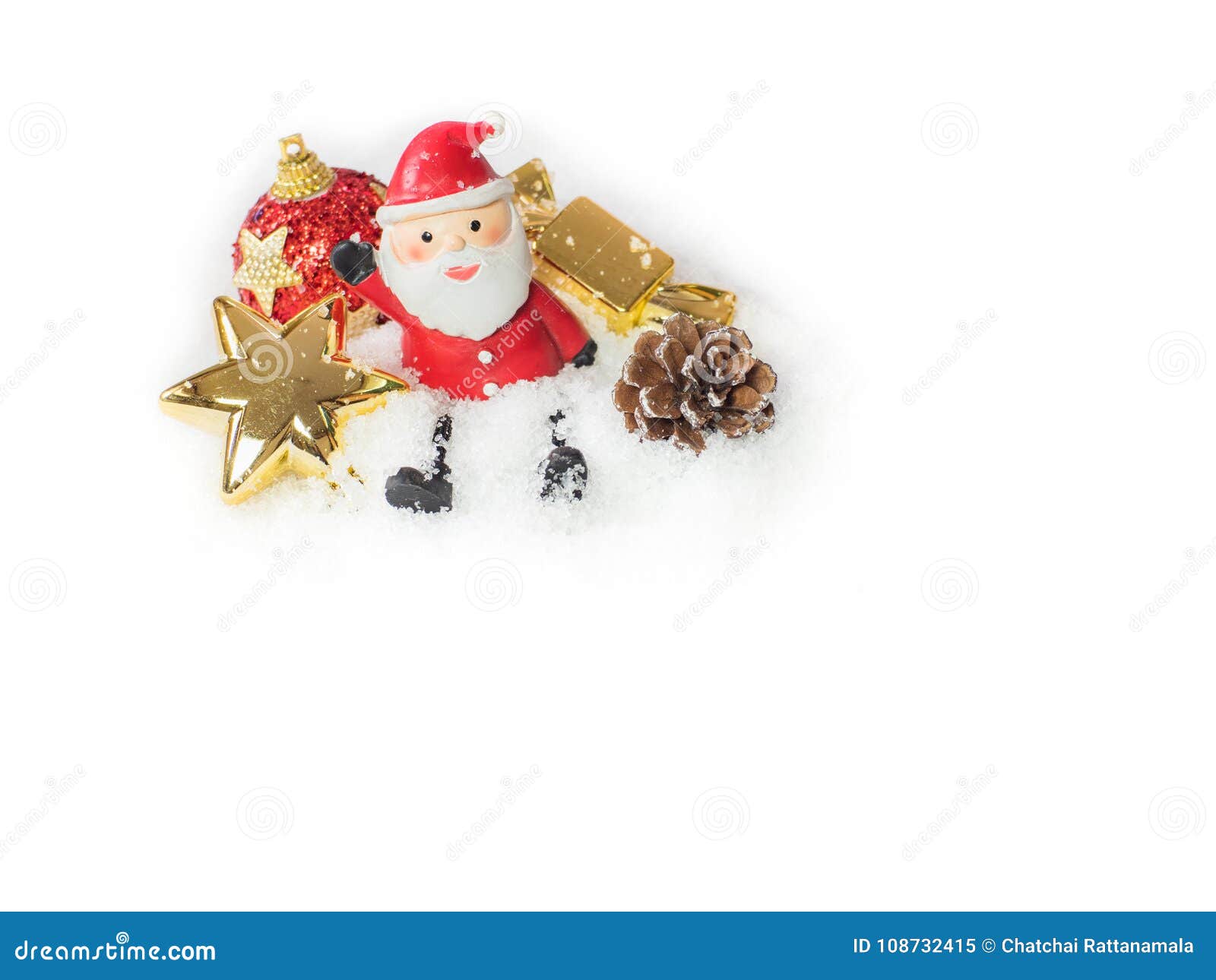 Santa claus doll and Red balls Gold decoration christmas in th Download preview