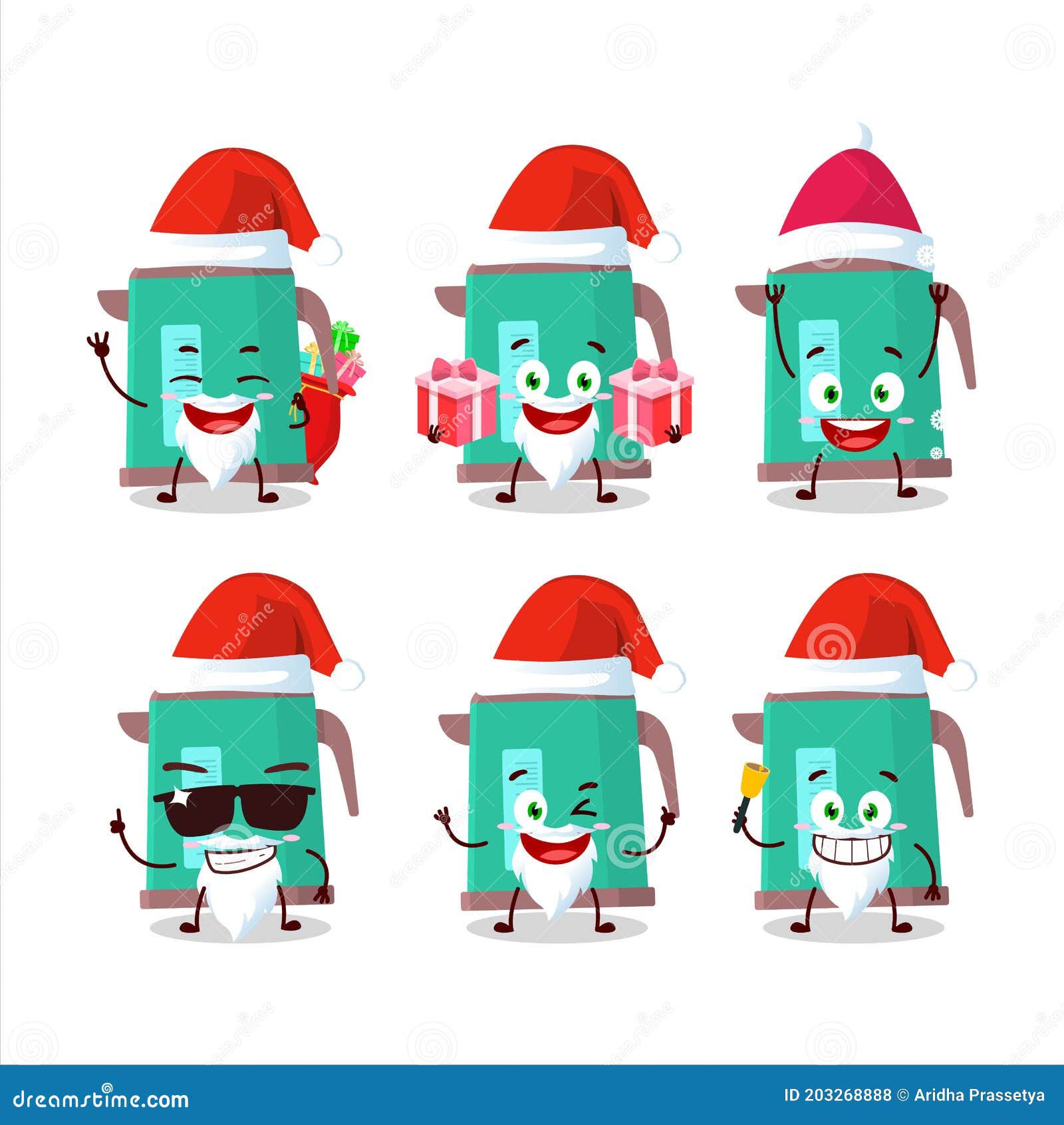 Santa Claus Emoticons with Digital Kettle Cartoon Character Stock ...