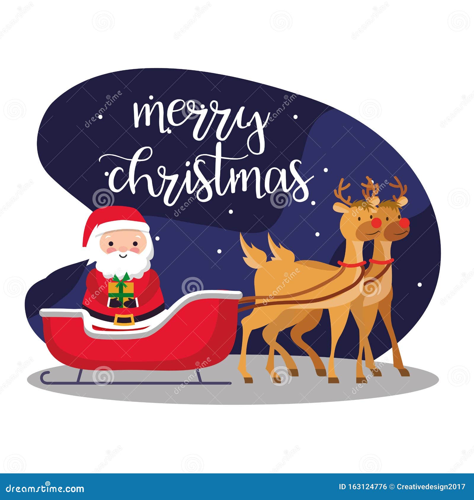 Santa Claus En Trineo Con Renos Vectorial Ilustración del Vector -  Ilustración de presente, festivo: 163124776