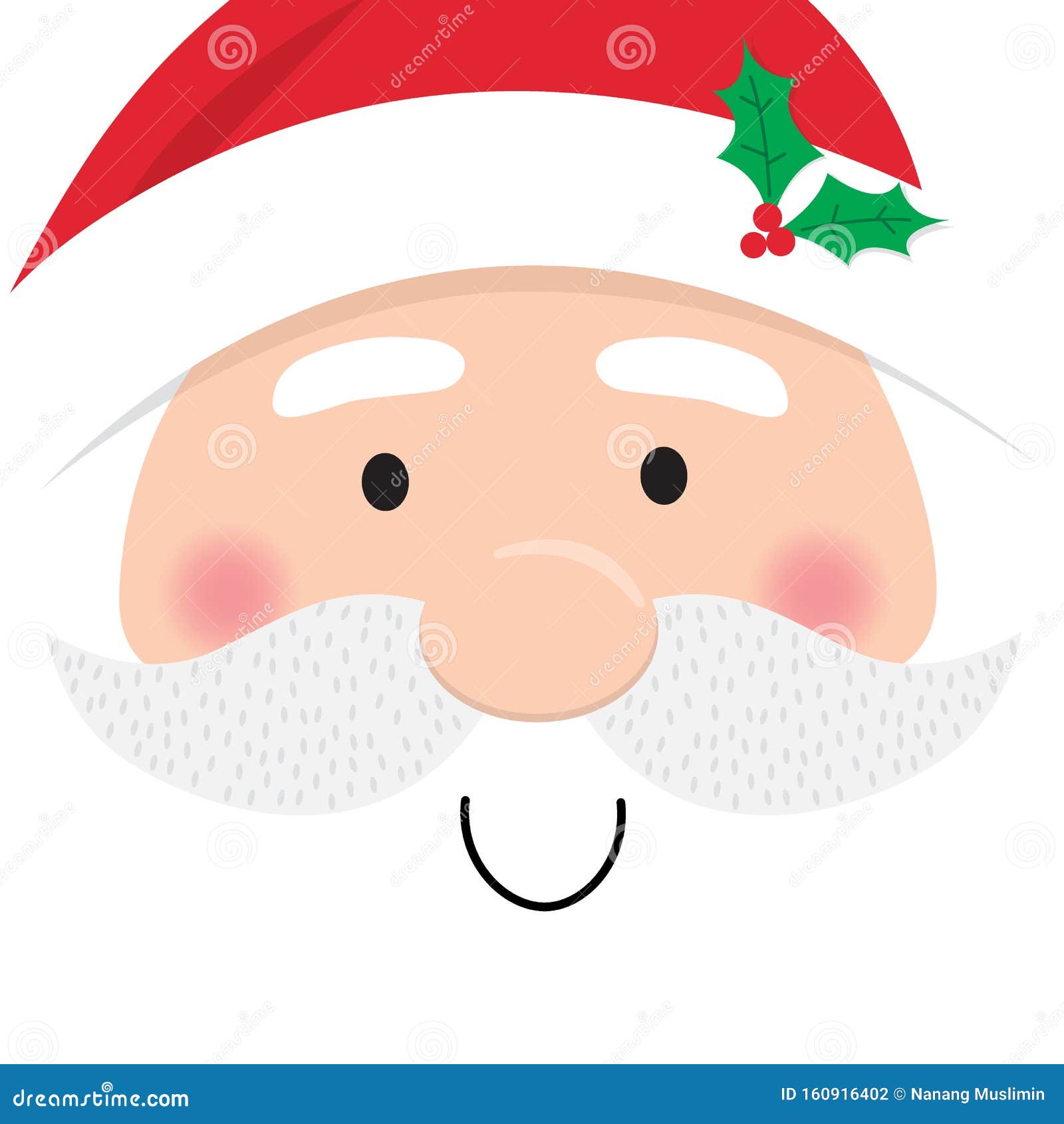 Santa Claus Face, Cute Christmas Character Stock Illustration -  Illustration of holidays, happy: 160916402