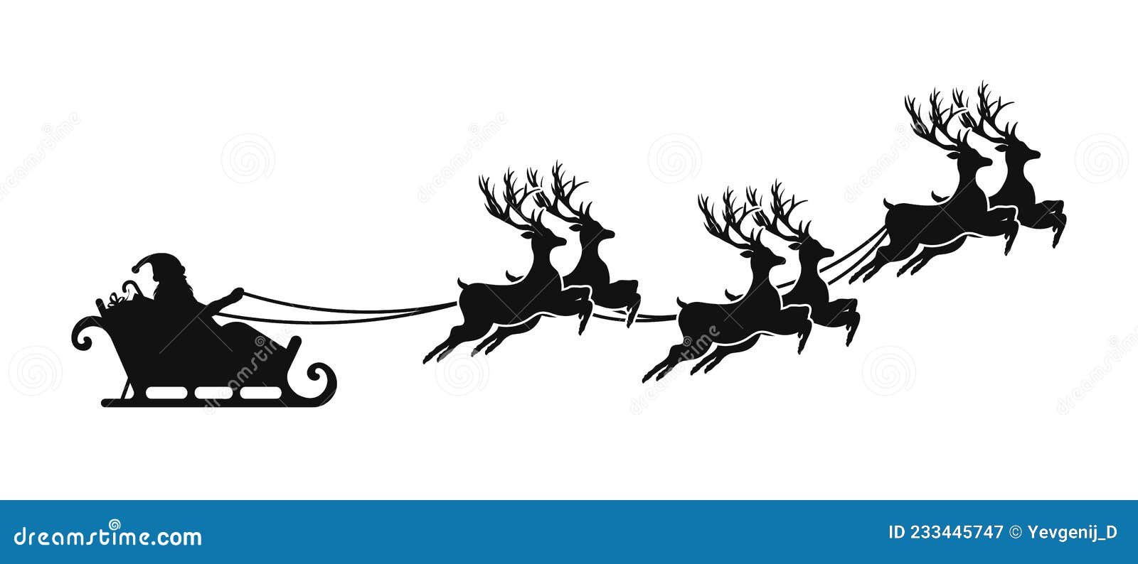 Schlitten Rentier Weihnachten Silhouette Vektor Set Stock Vector