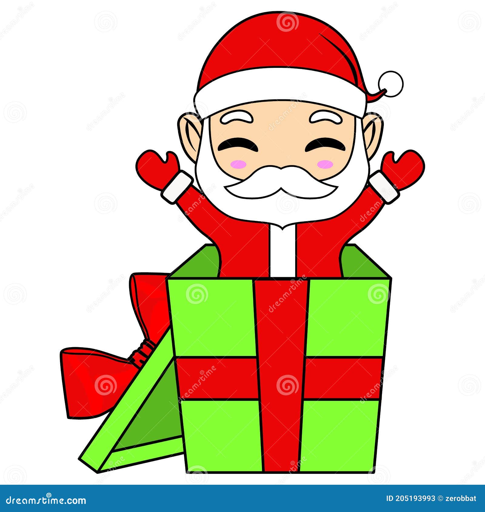 Santa Claus Get Out from Gift Box - Cute Christmas Santa Vector Clipart  Stock Vector - Illustration of text, package: 205193993