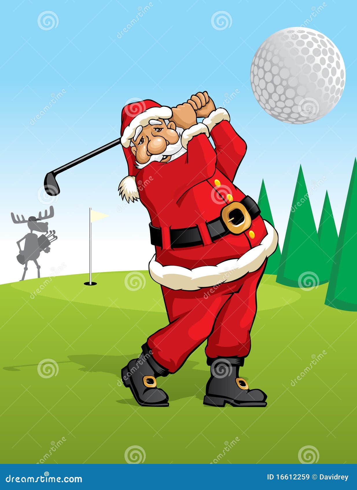 Santa Claus golfing stock vector. Illustration of drawing