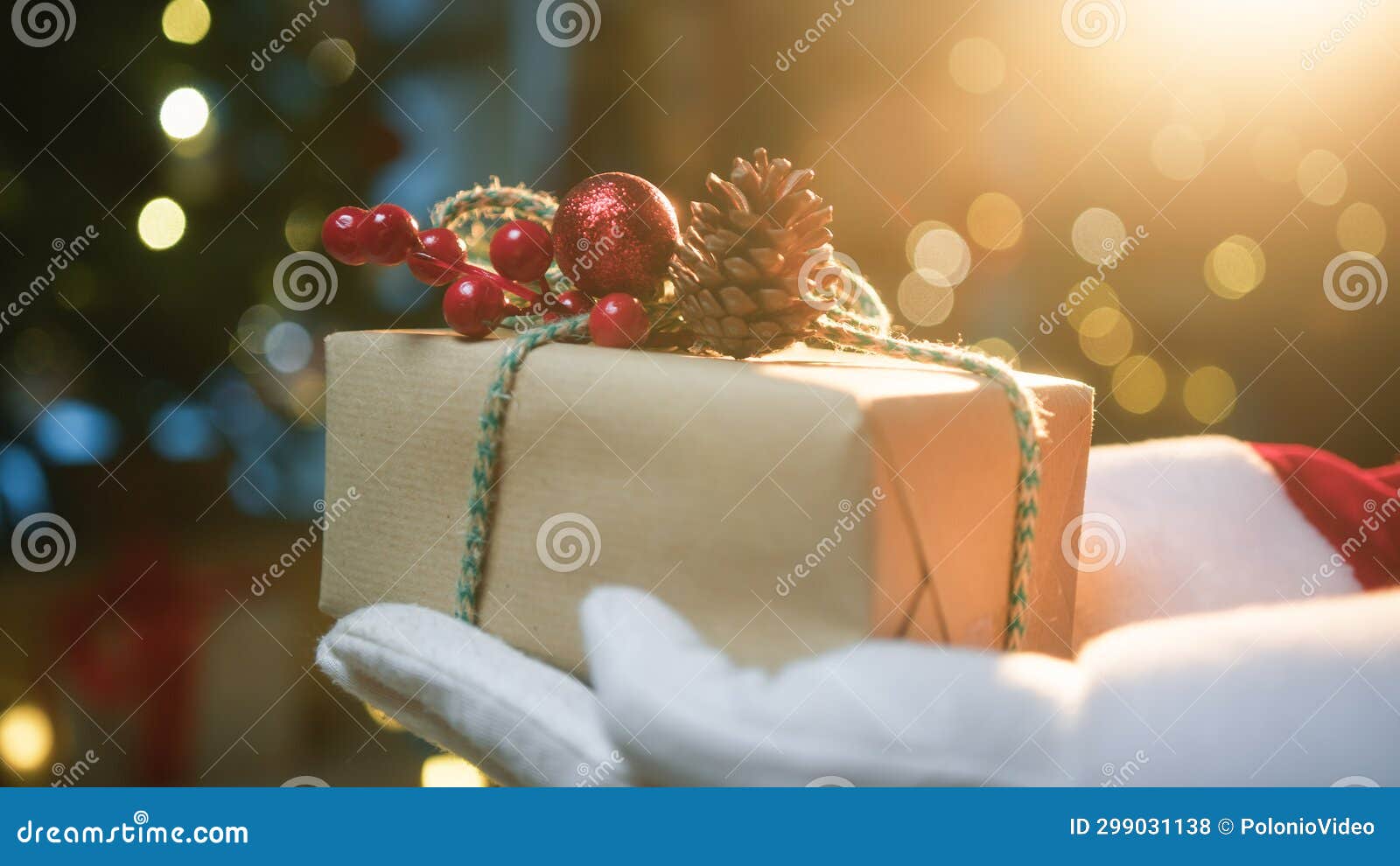 Santa Claus Hand Donate a Christmas Gift Stock Photo Image of