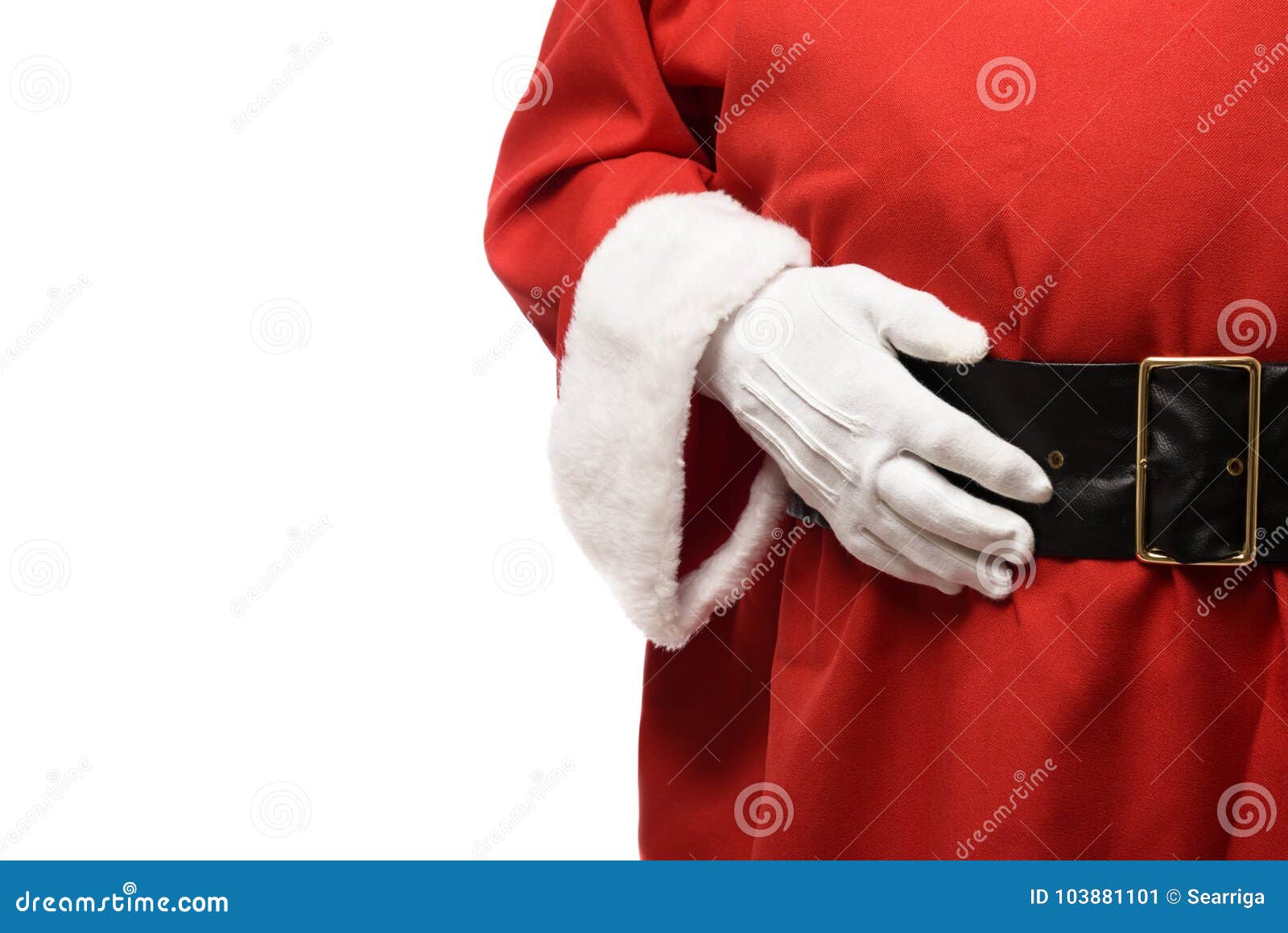santa claus with hands on black belt