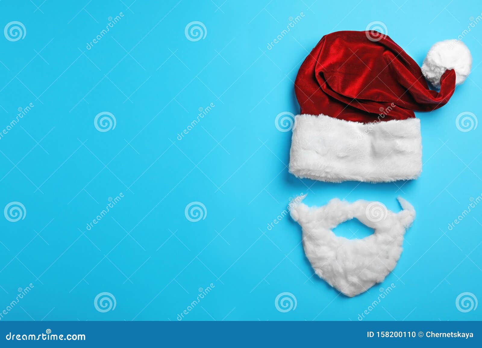 lay weihnachtsmanns hellblauem cappello flach bart hut hoed vlakke