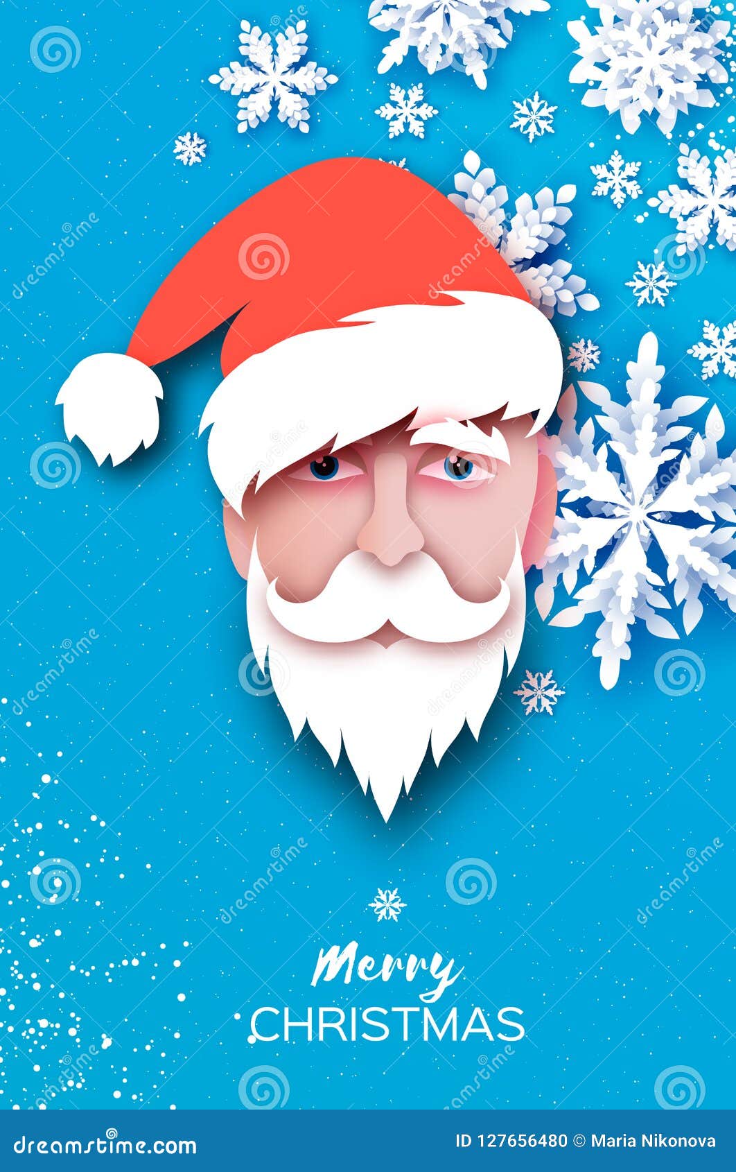 Download Santa Claus Hat And Beard In Paper Cut Style. Origami ...