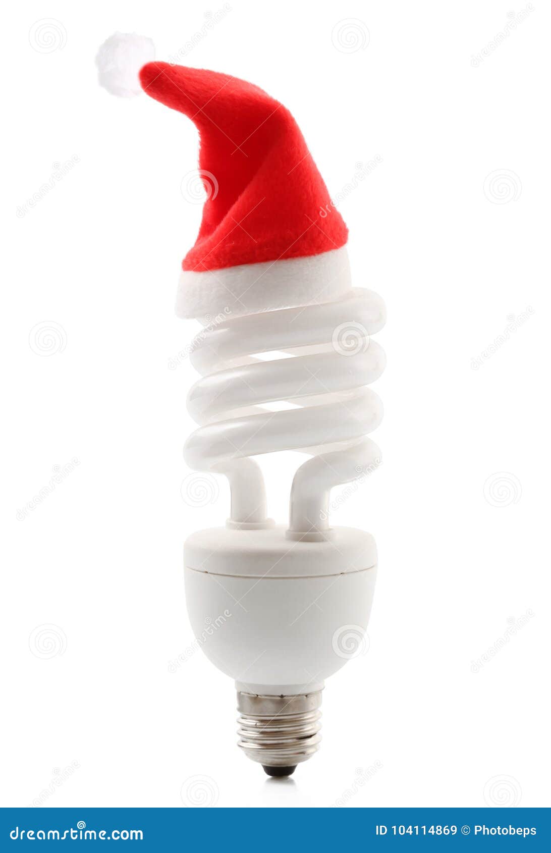 Xmas Hat Light Bulb on White Background Stock Image - Image of santa ...