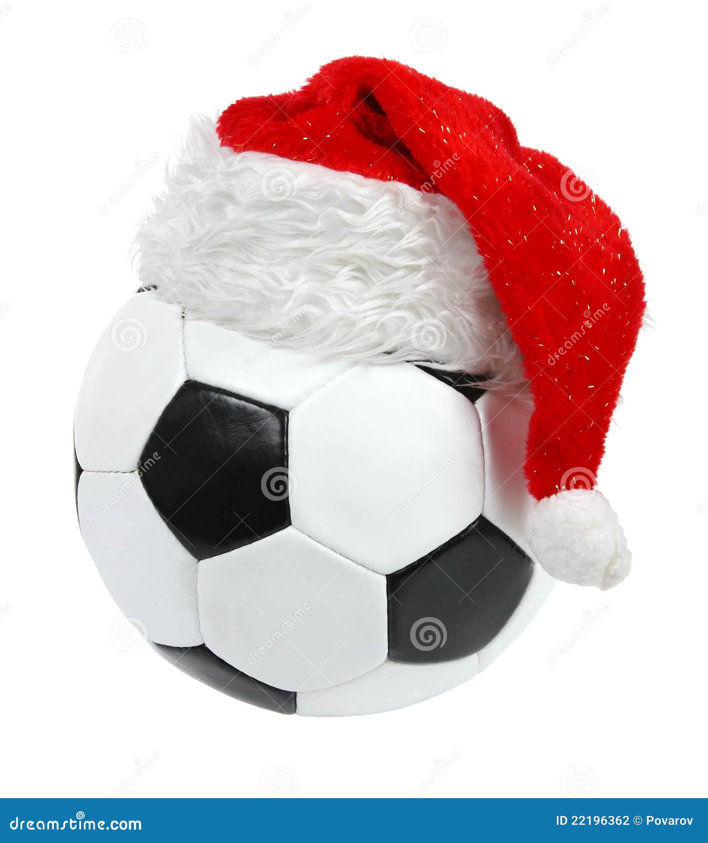 Santa Claus Hat on the Soccer Ball Stock Photo Image of sport