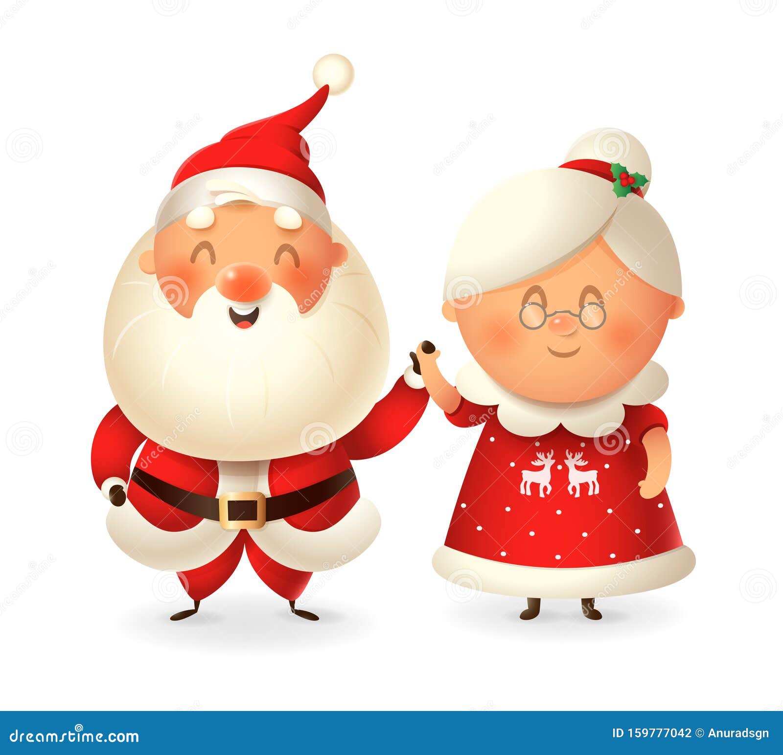 Santa Claus And His Wife Mrs Claus Celebrate Holidays Vector Illustration Isolated On