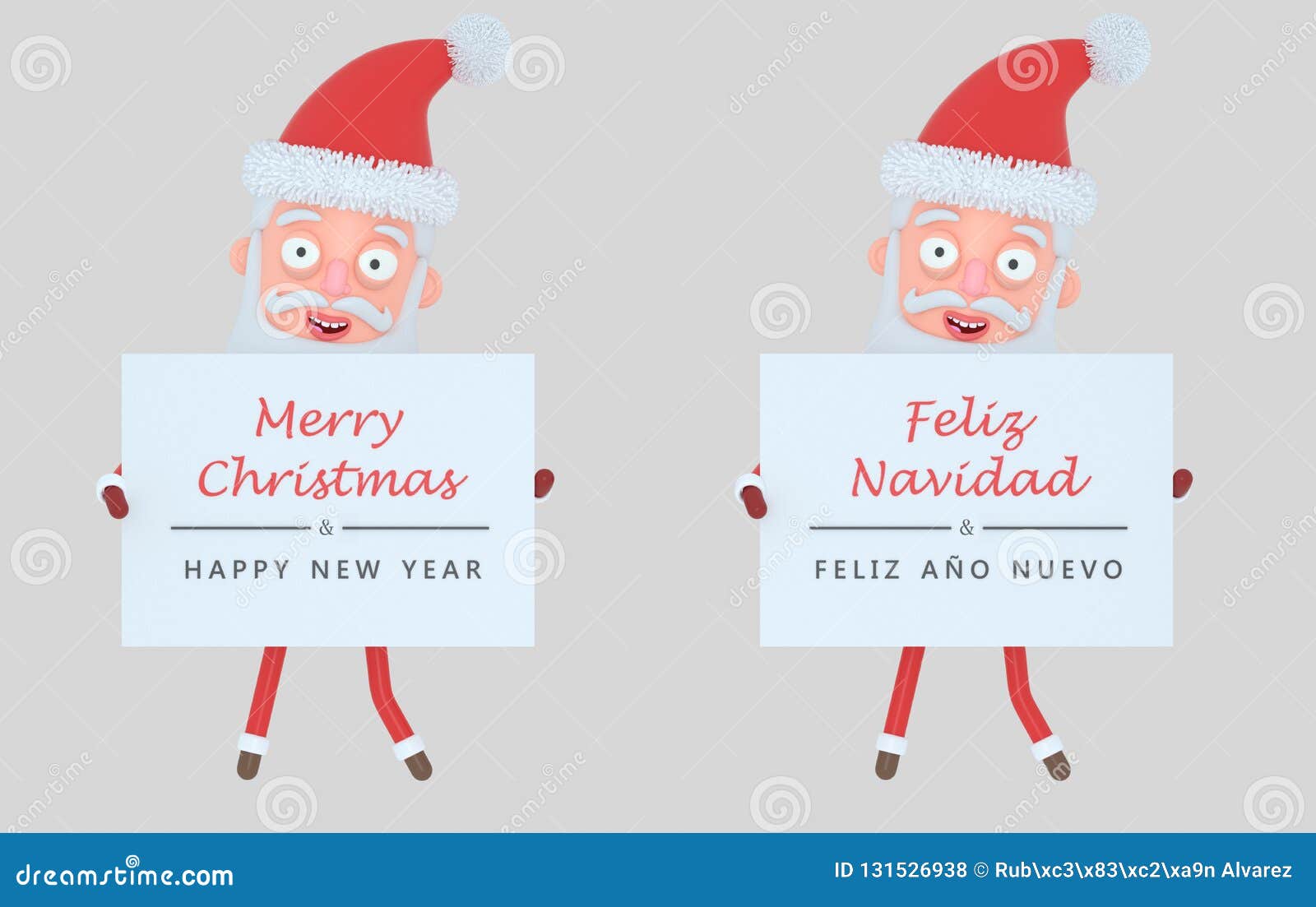 santa claus holding placard with greeting. .3d 