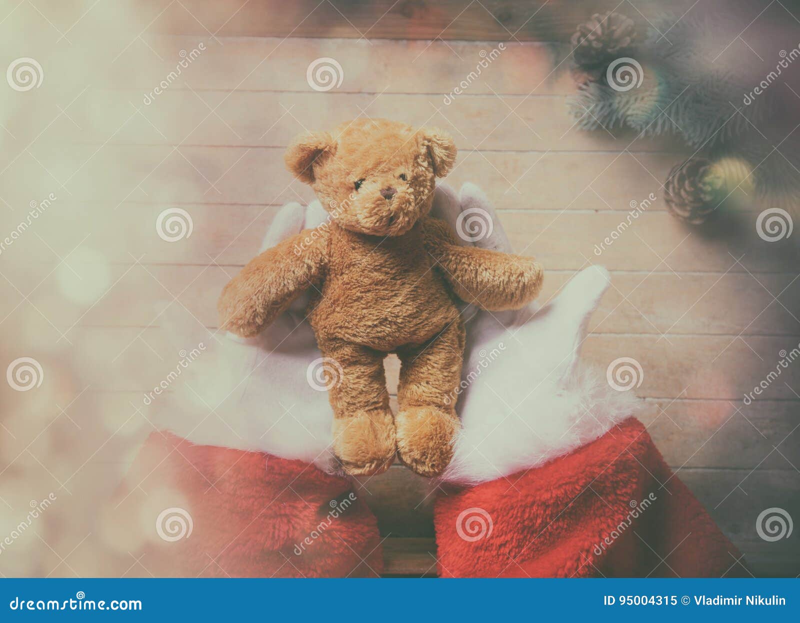 Santa Claus Holding Teddy Bear Toy Stock Image - Image of background ...