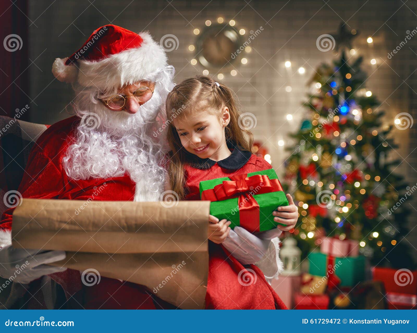 santa claus and little girl