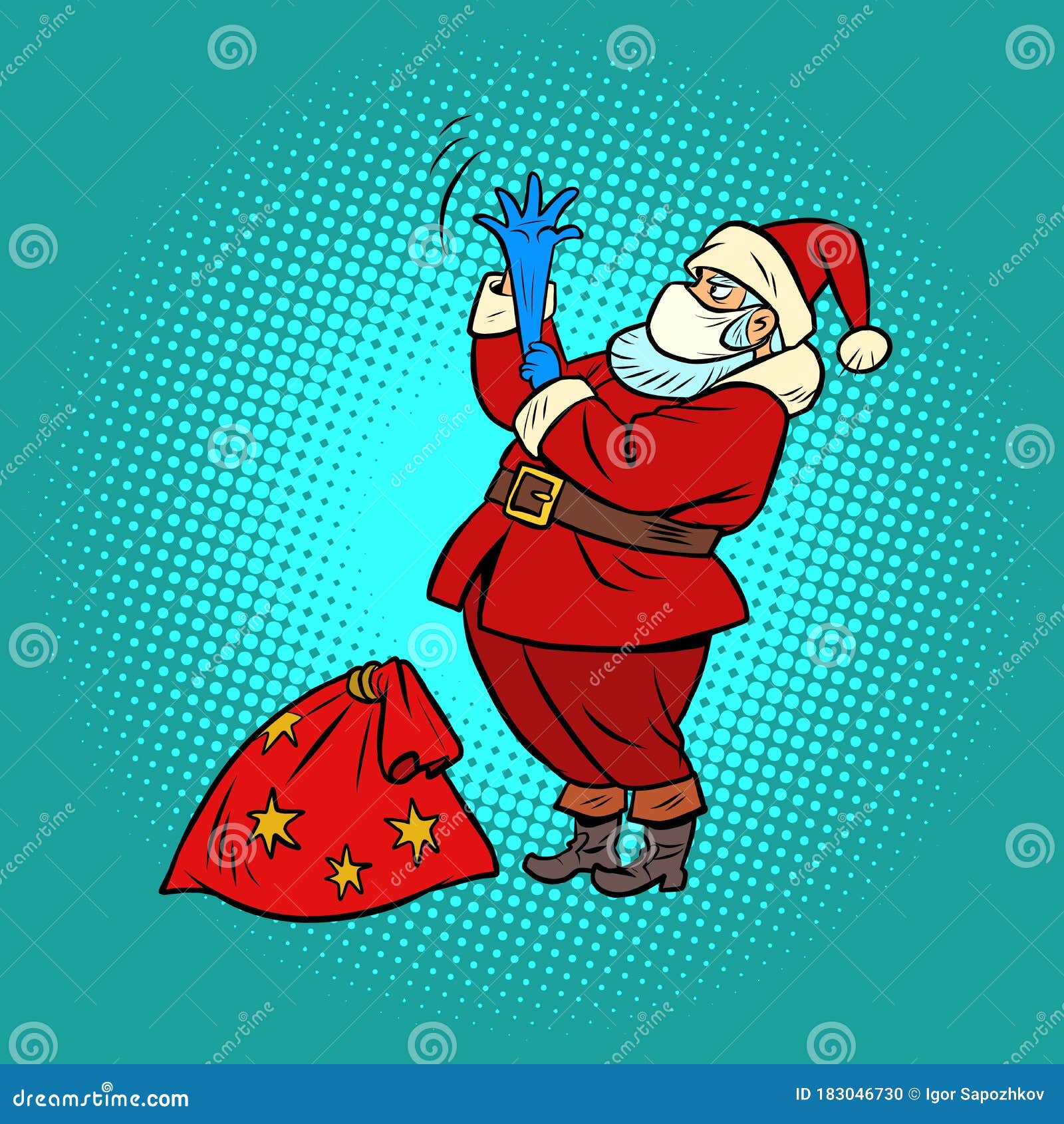 Santa Claus In A Medical Mask. New Year And Christmas During The Epidemic Stock Vector ...
