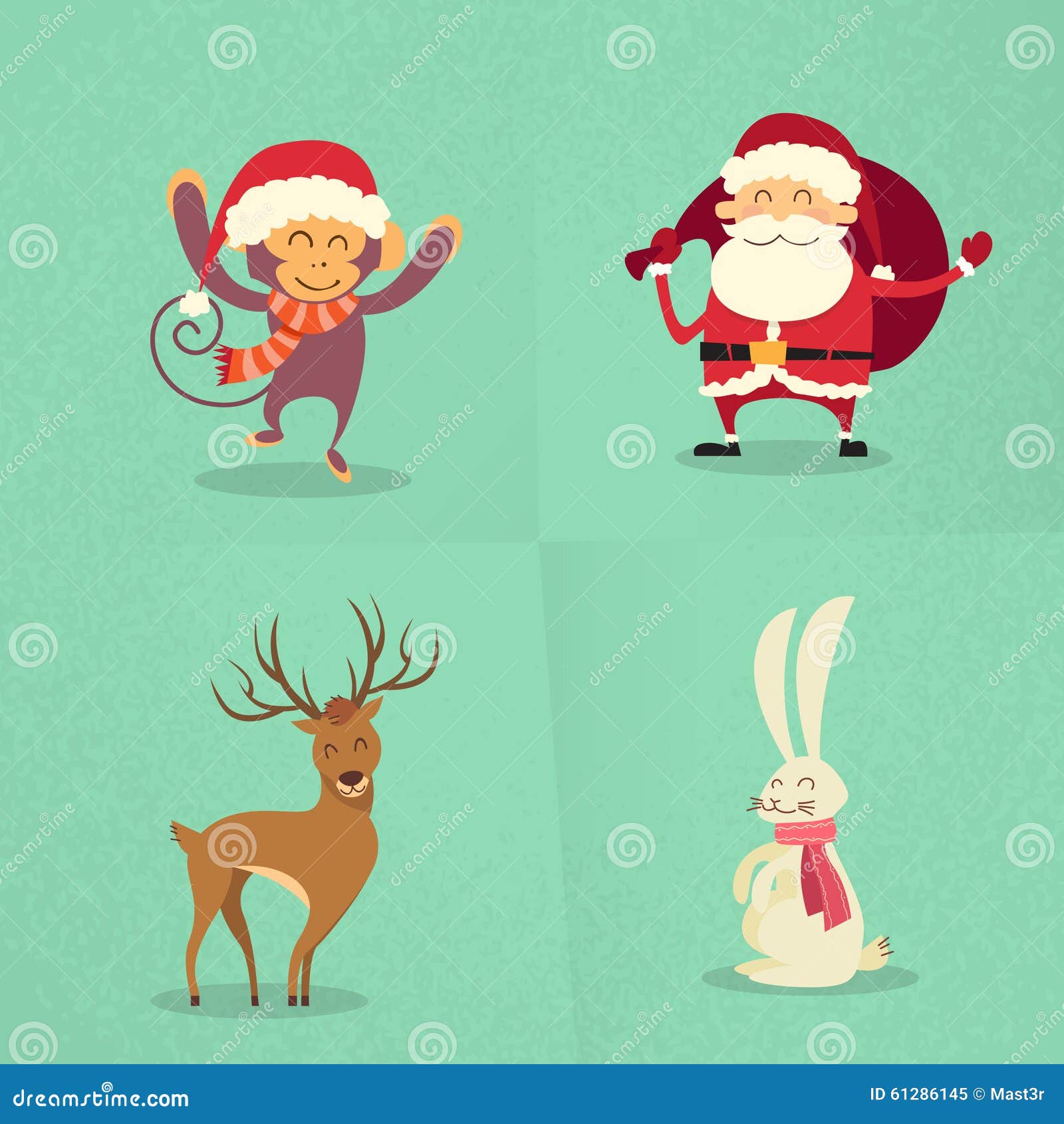 Download Santa Claus Monkey Rabbit Deer Happy Standing New Stock ...