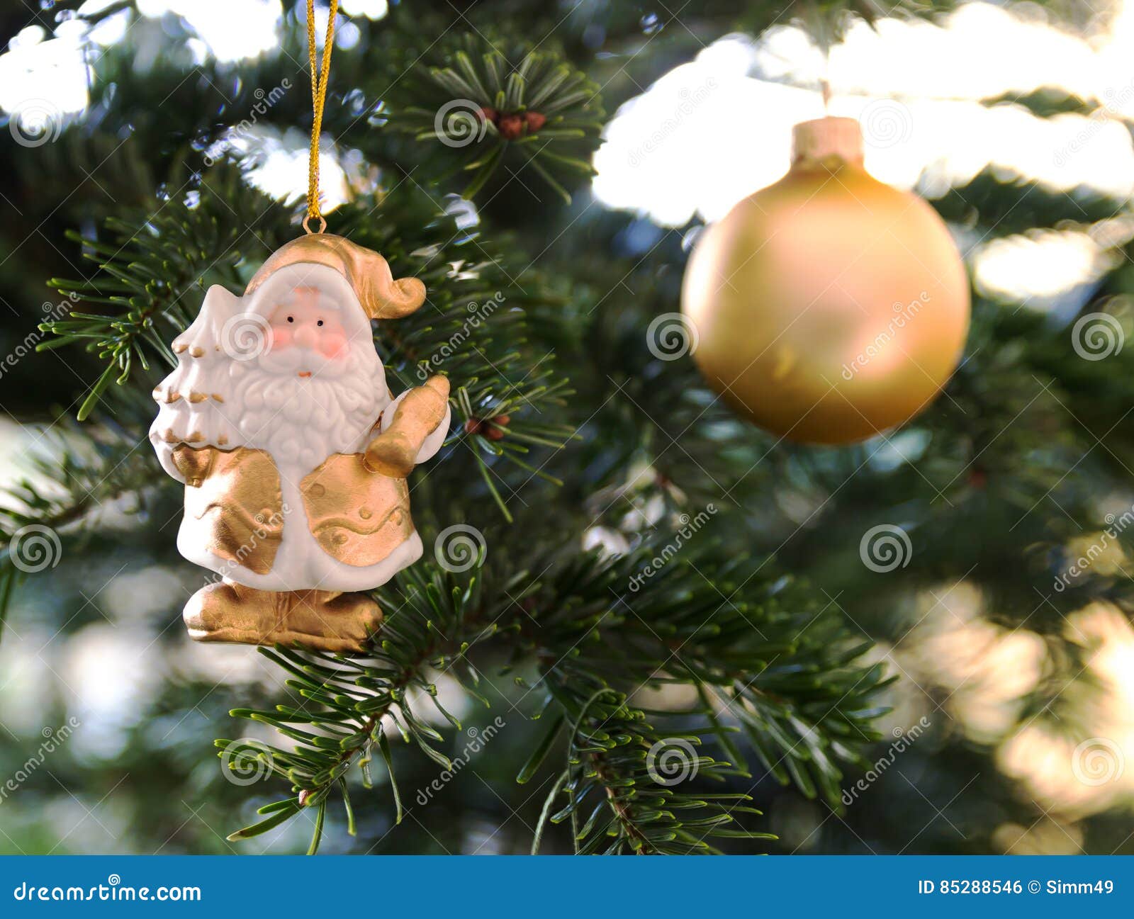 Santa Claus Ornament Hanging on Christmas Tree Stock Photo - Image of ...