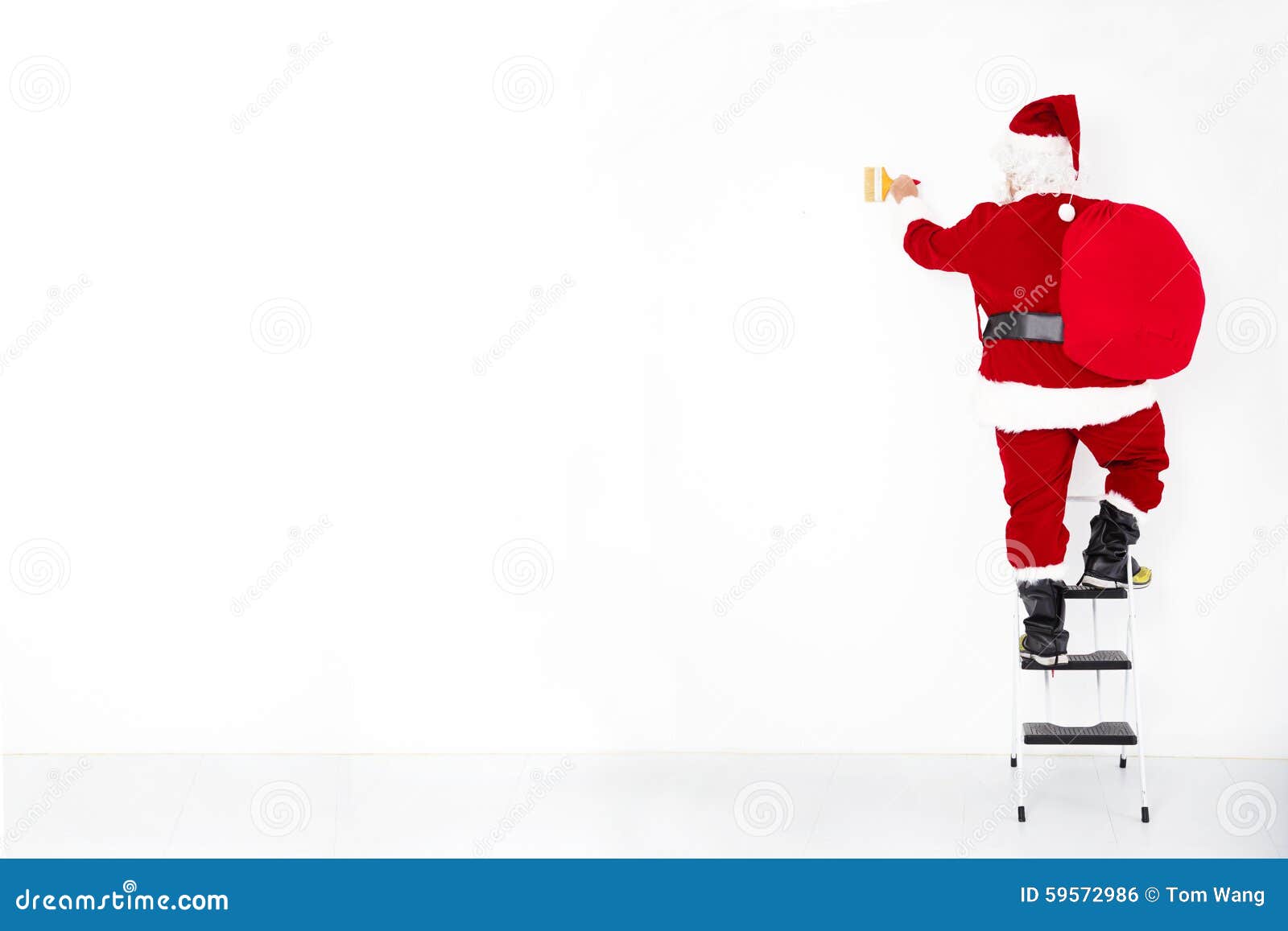 Santa Claus Painting on Blank Wall Stock Photo Image of advertising