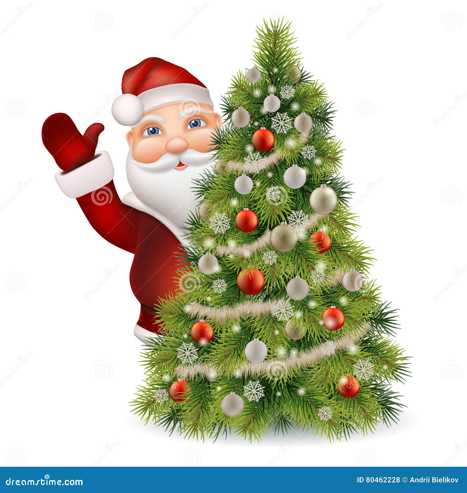 Download Santa Claus Peeking Out Of A Tree And Welcomed Isolated ...