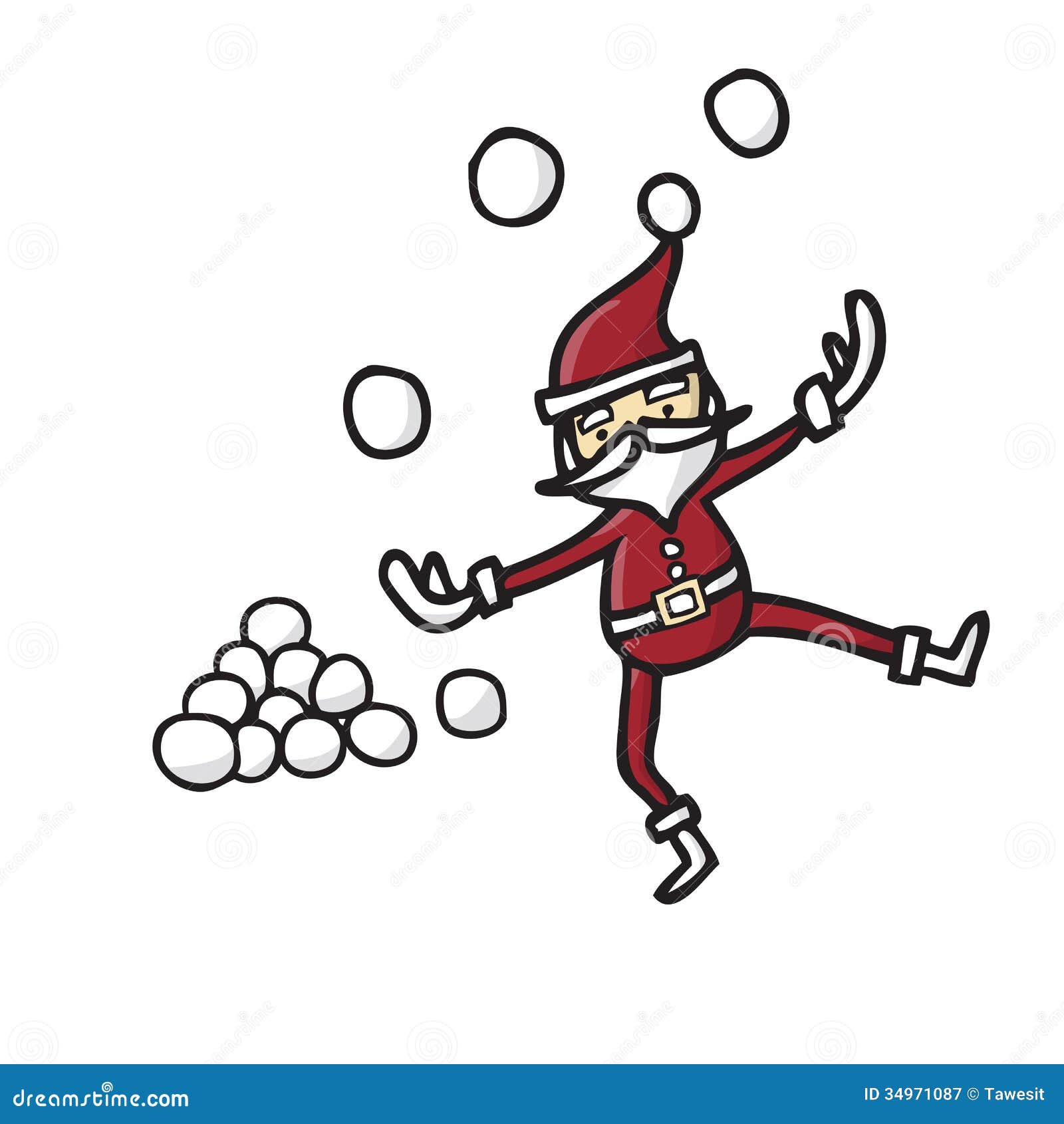Santa Claus Playing Snowballs Royalty Free Stock Photography Image
