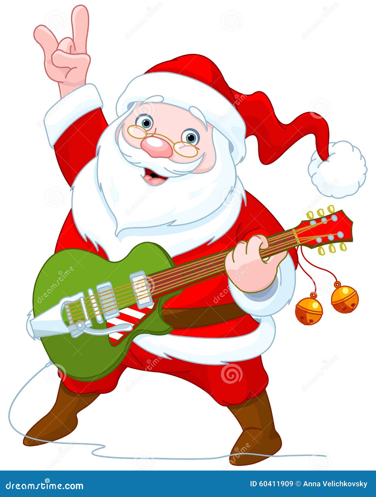 santa claus plays guitar