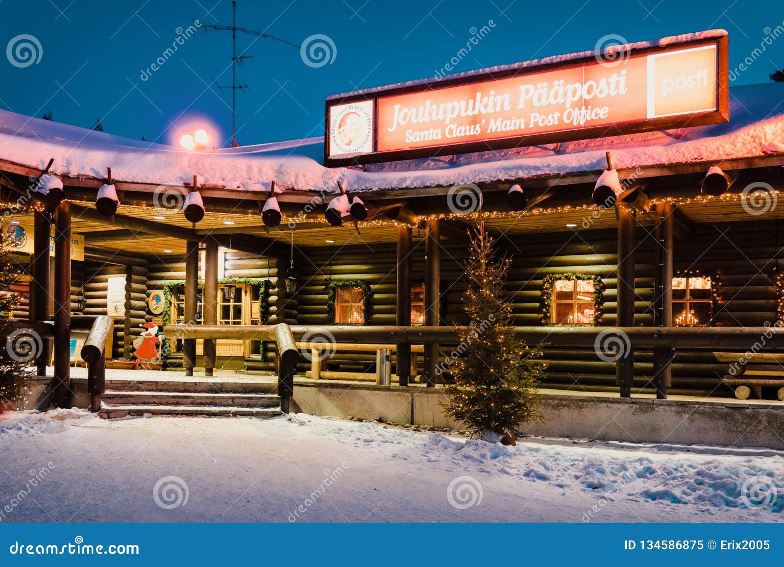 Santa Claus Post Office Santa Village at Night Stock Image - Image of claus,  main: 134586875