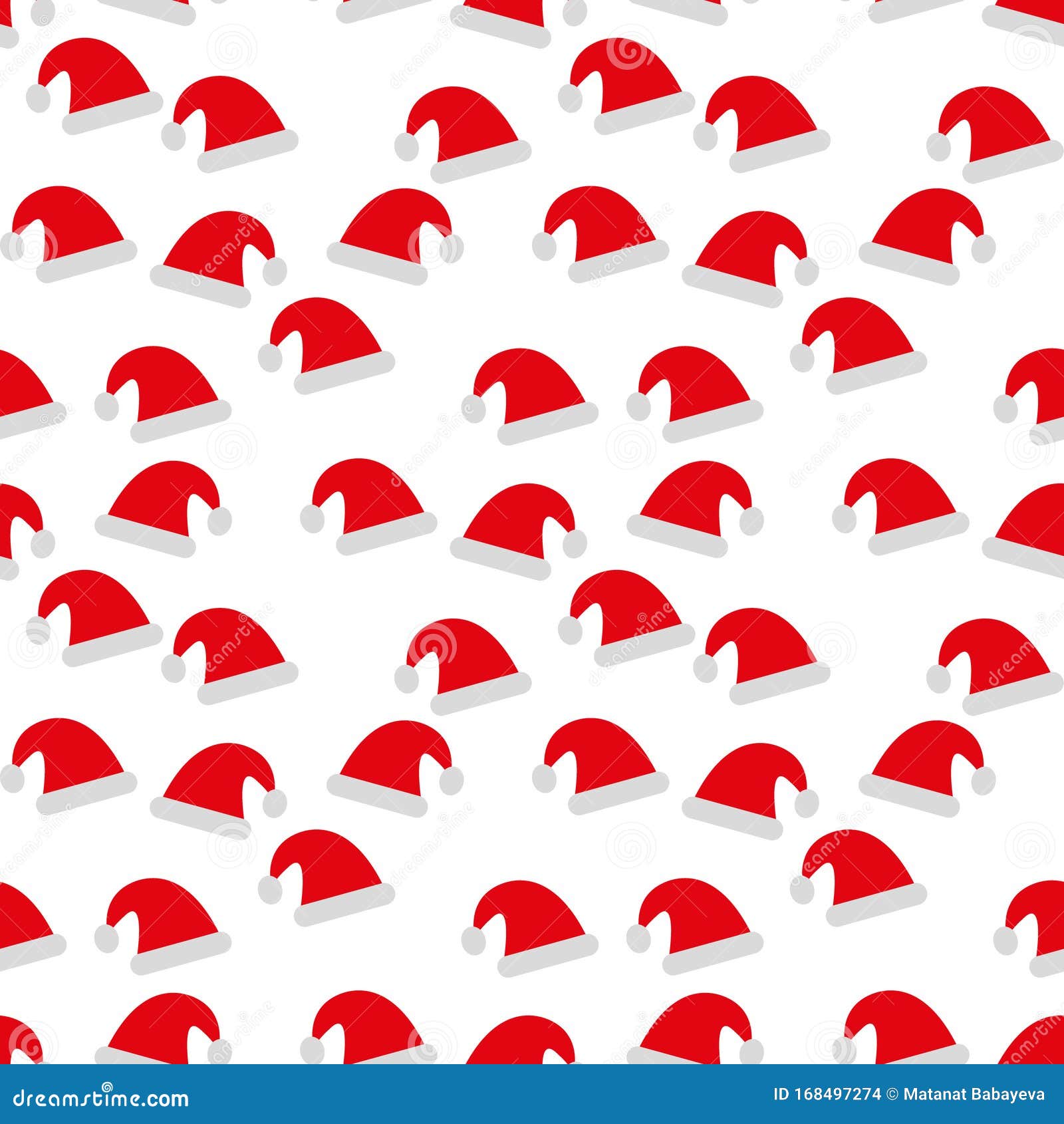 Santa Claus Red Hat Isolated Seamless Background. Santa Christmas Hat ...