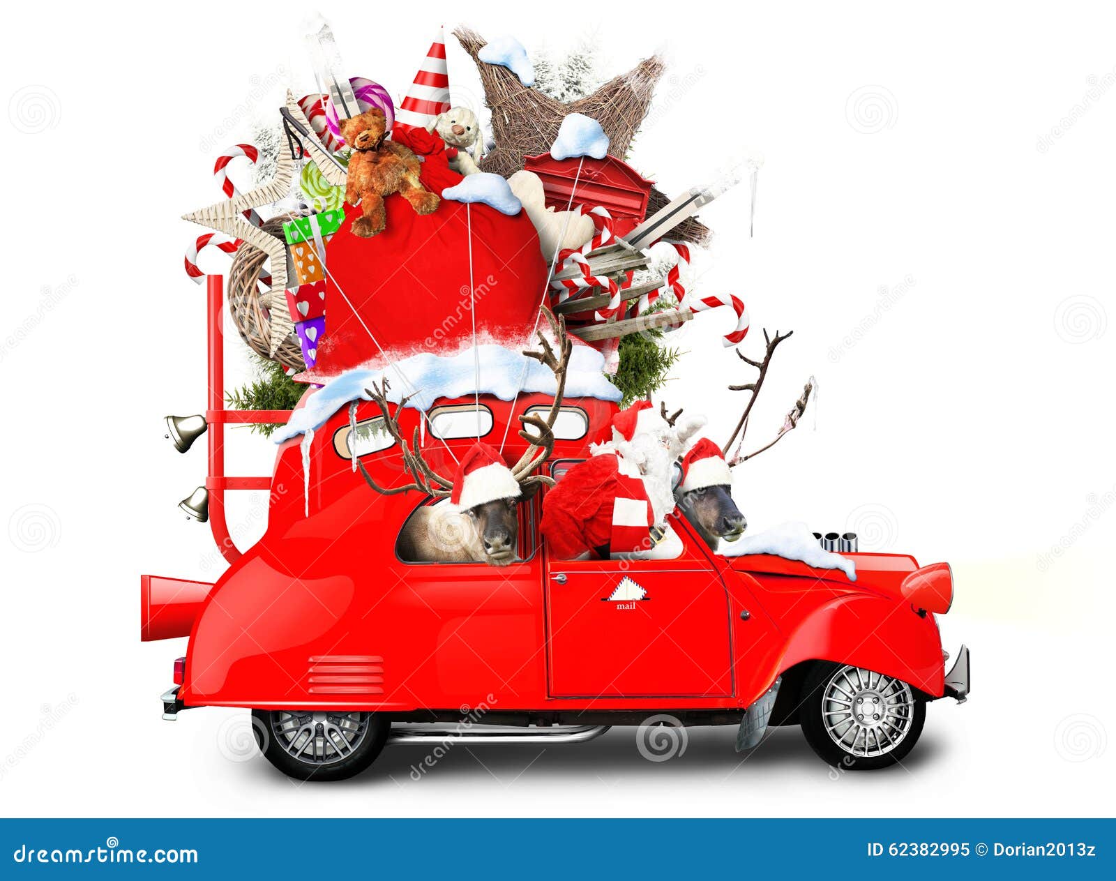 Santa Claus With Reindeer Stock Photo Image 62382995