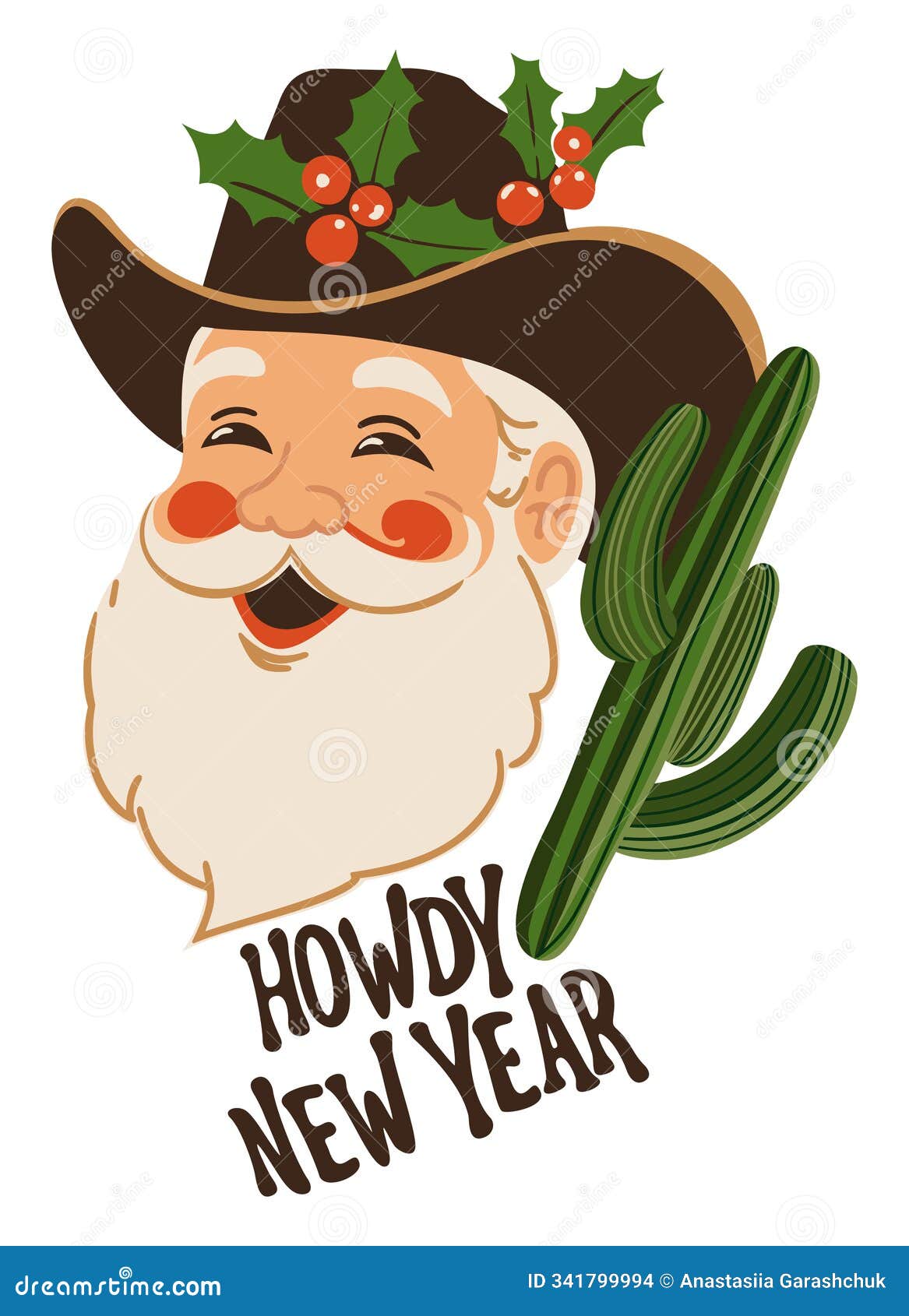 santa claus in retro cowboy style. howdy new year.   