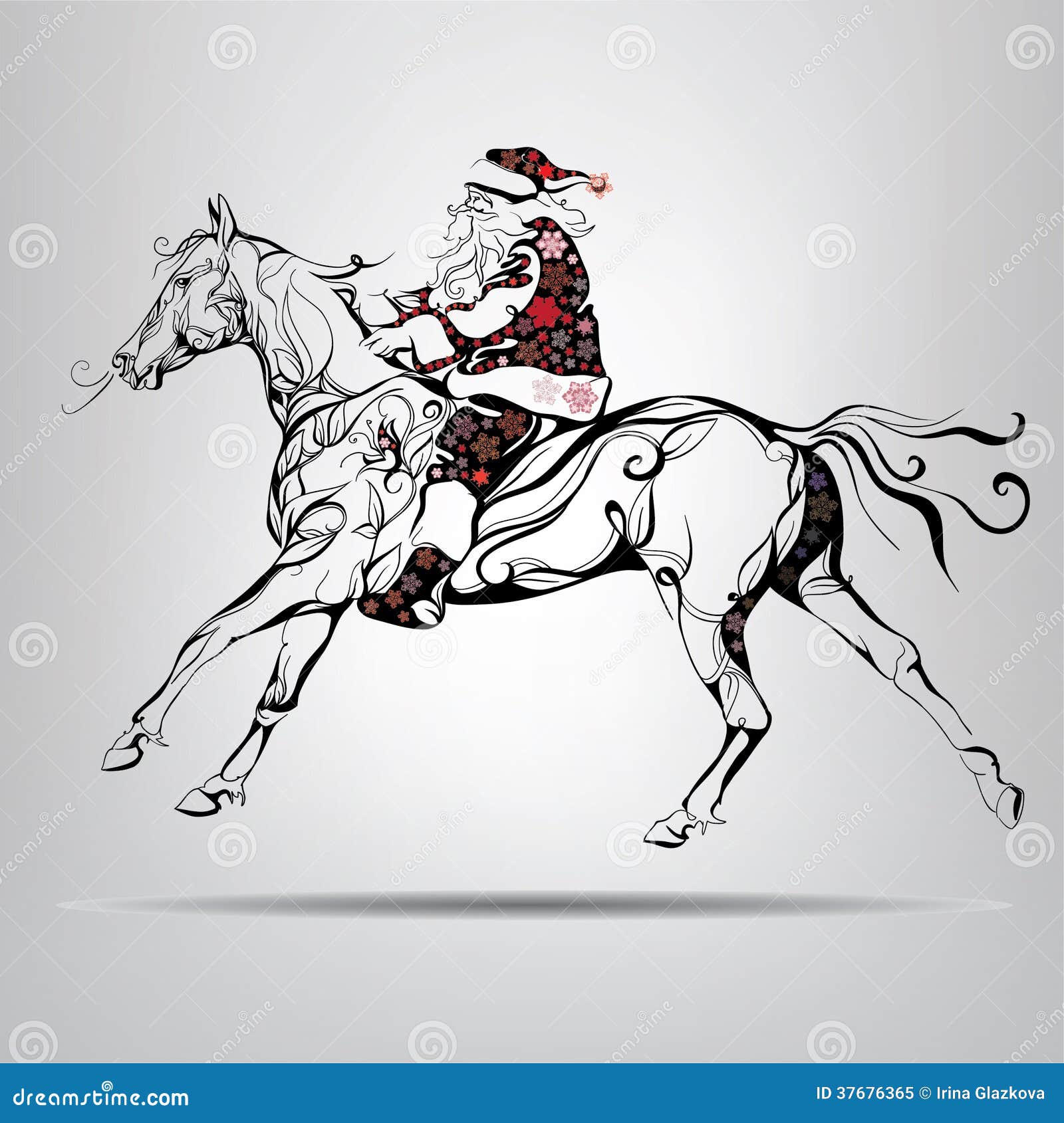 Santa Claus Riding on a Horse Stock Vector Illustration of celebrate, pattern 37676365