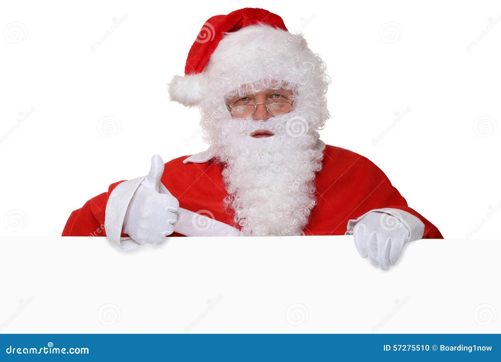 Santa Claus Showing Thumbs Up on Christmas with Empty Banner and Stock ...