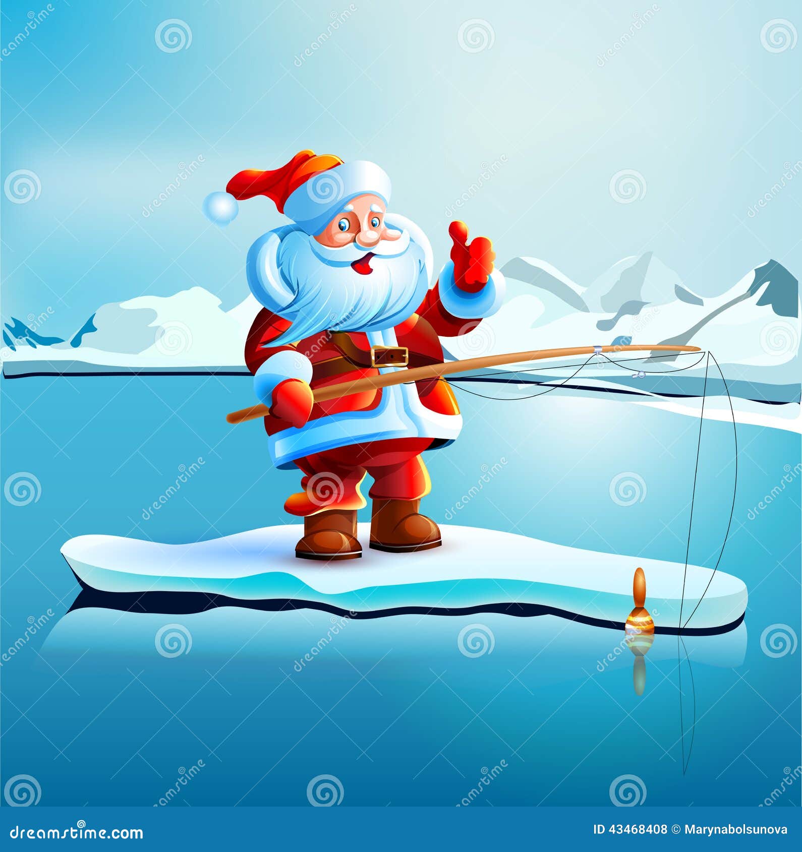 Santa Claus Shows Thumbs Up. Stock Vector - Image: 43468408
