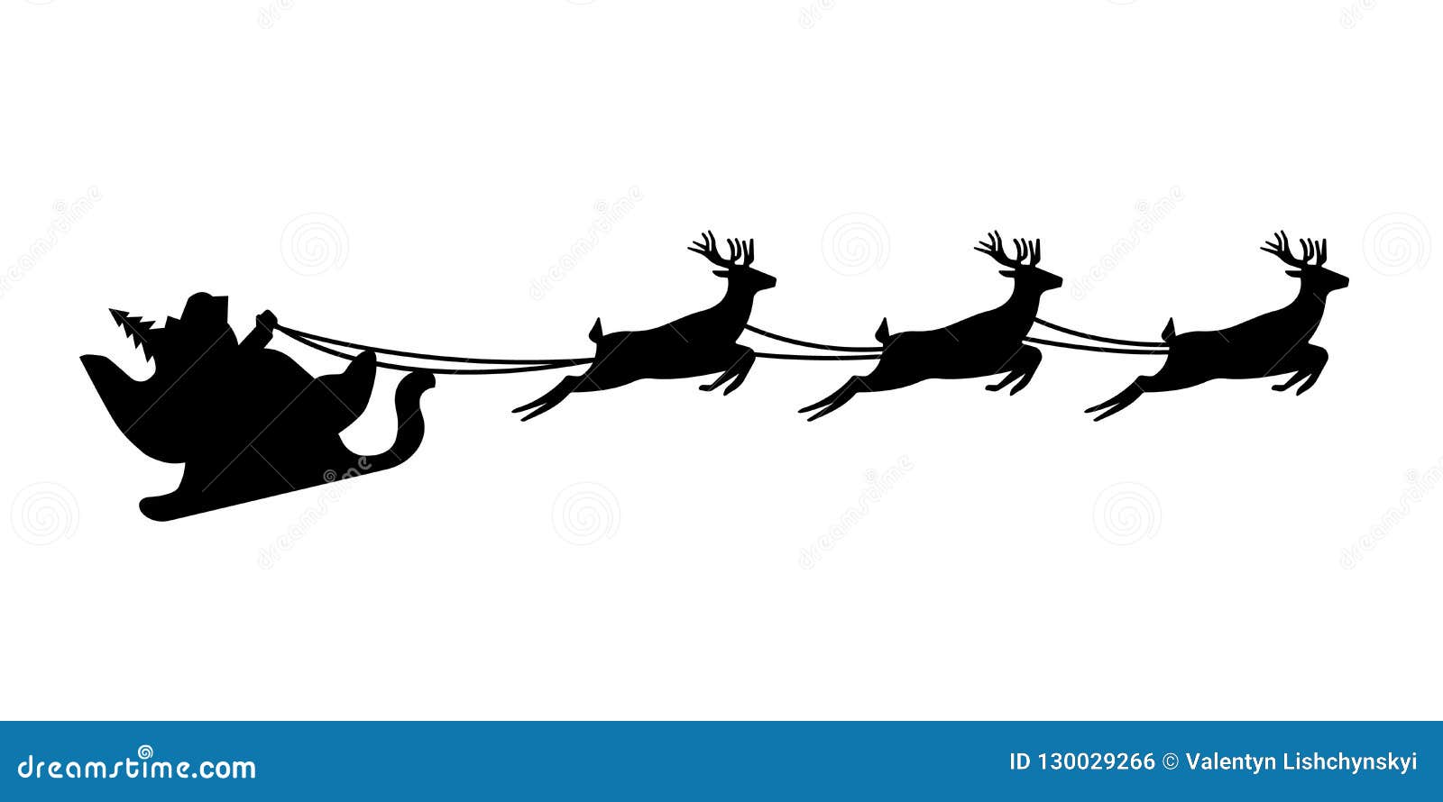Download Santa Claus Silhouette Riding A Sleigh With Deers. Vector Illustration Stock Vector ...