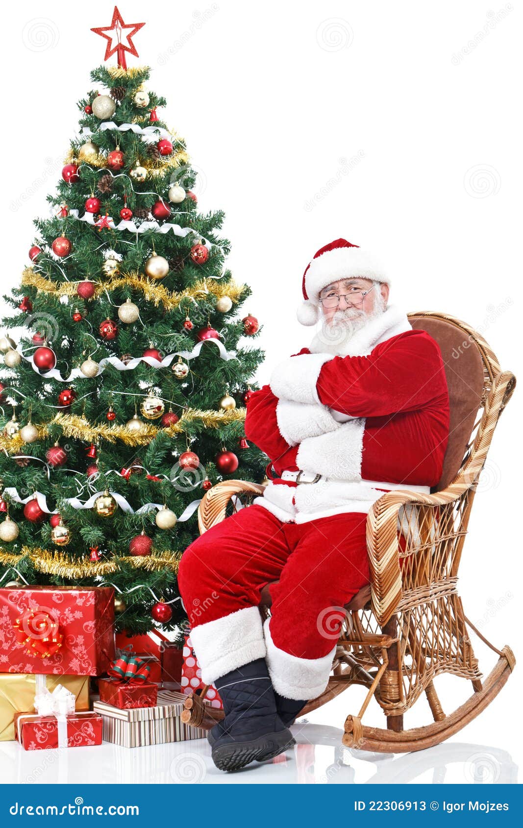 Santa Claus Sitting in Rocking Chair Stock Image - Image of background