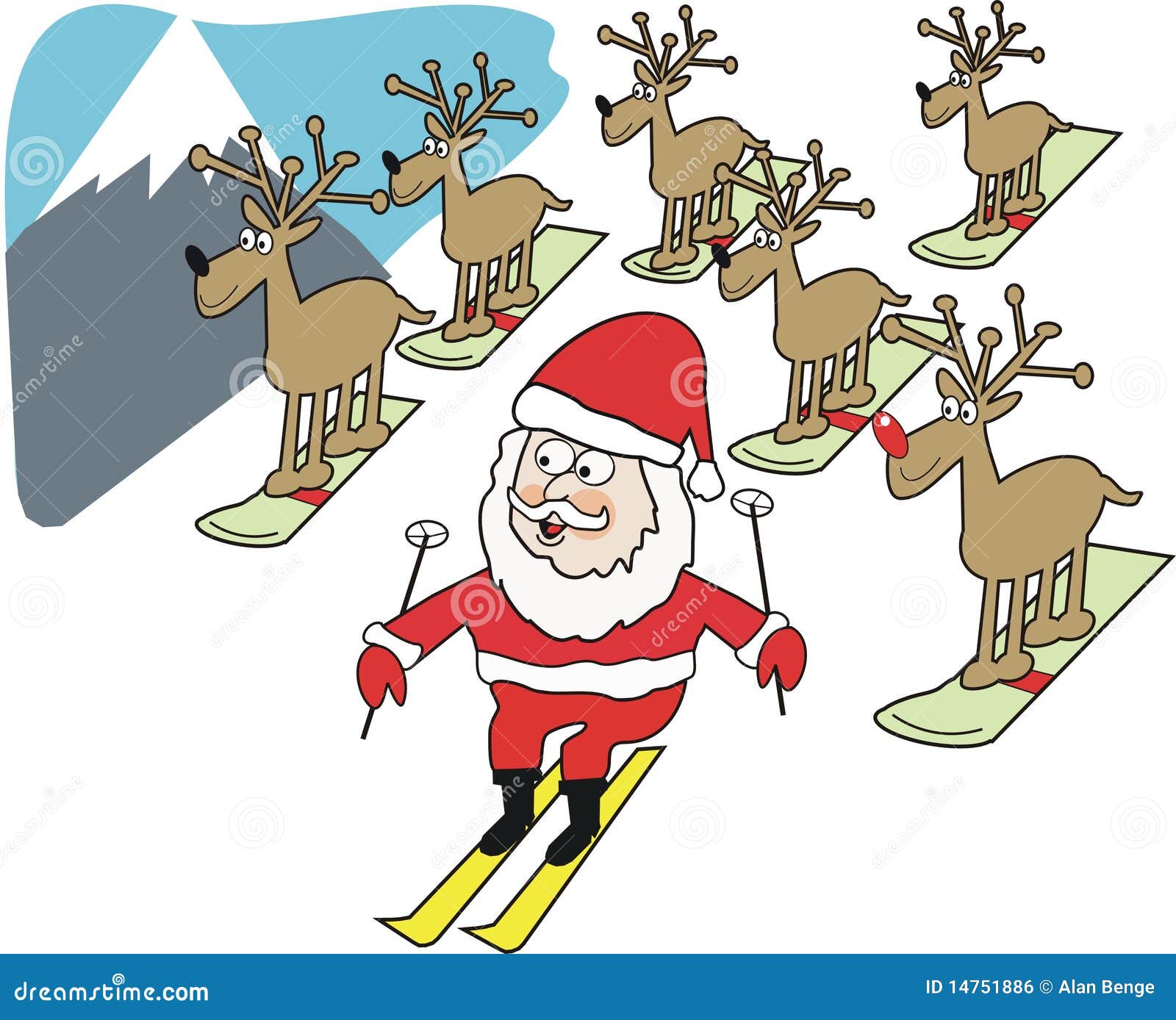 Download Santa Claus ski cartoon stock vector Illustration of background