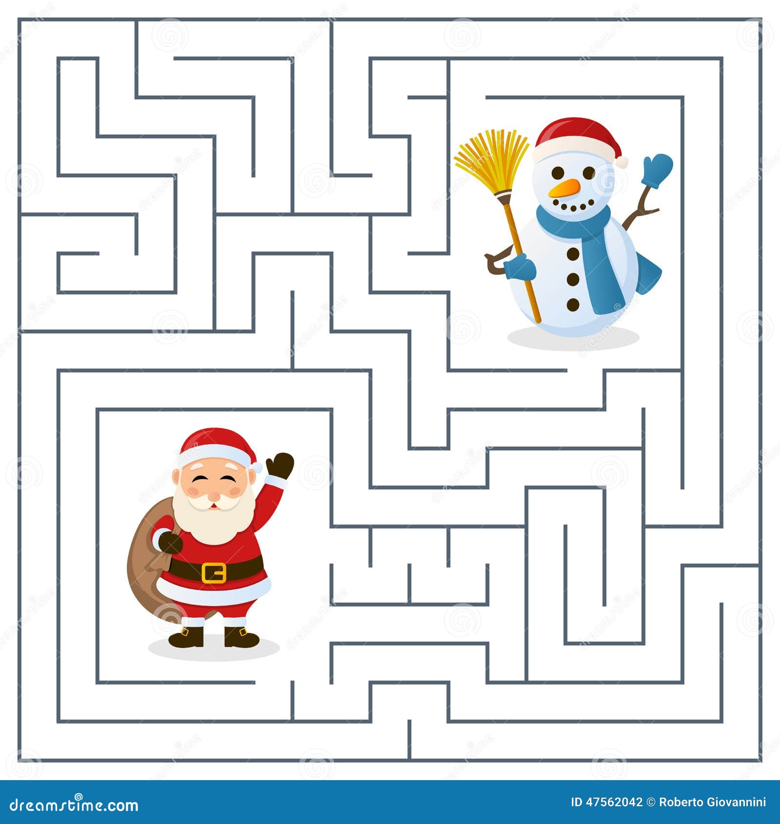 santa claus & snowman maze for kids