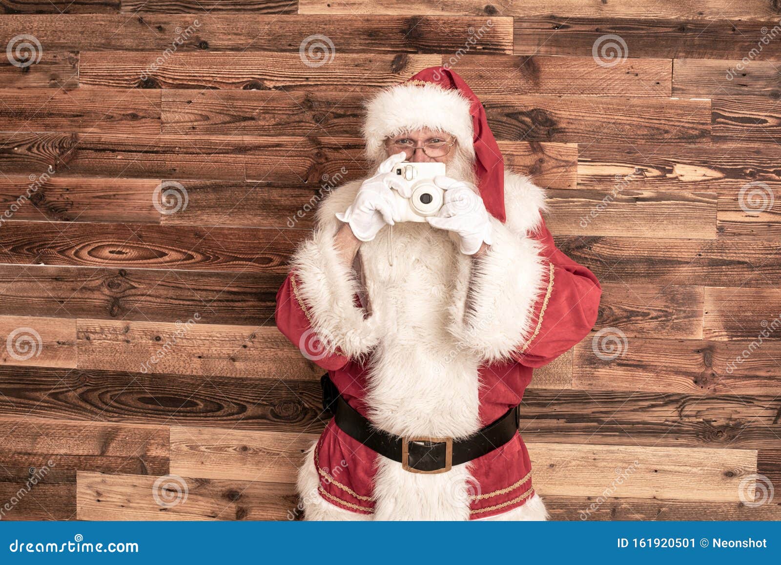 Santa Claus Taking Photo with Polaroid Camera Stock Image - Image of copy,  real: 161920501