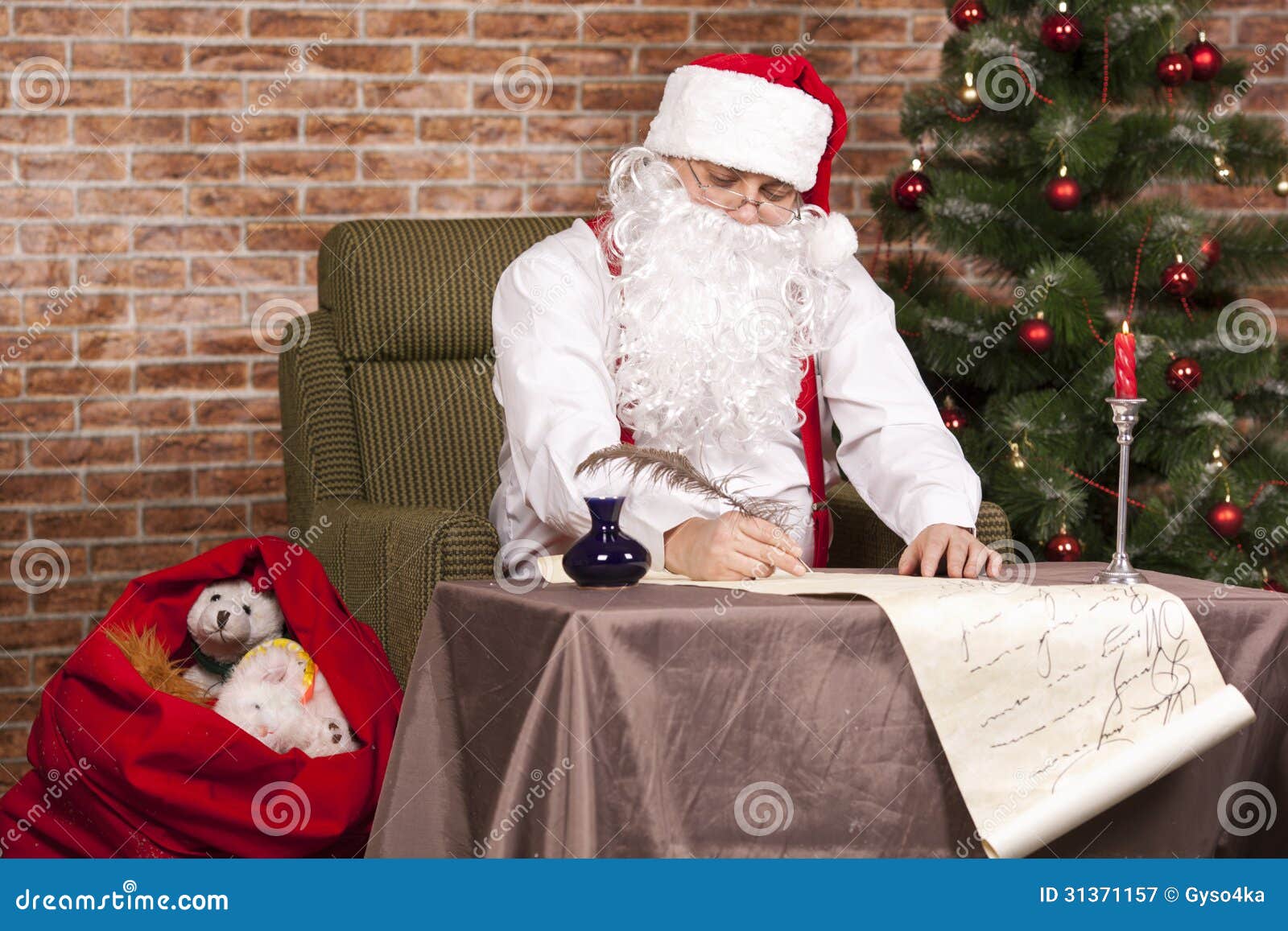 Santa Claus Writes His List Stock Image Image of hansel, bestow 31371157