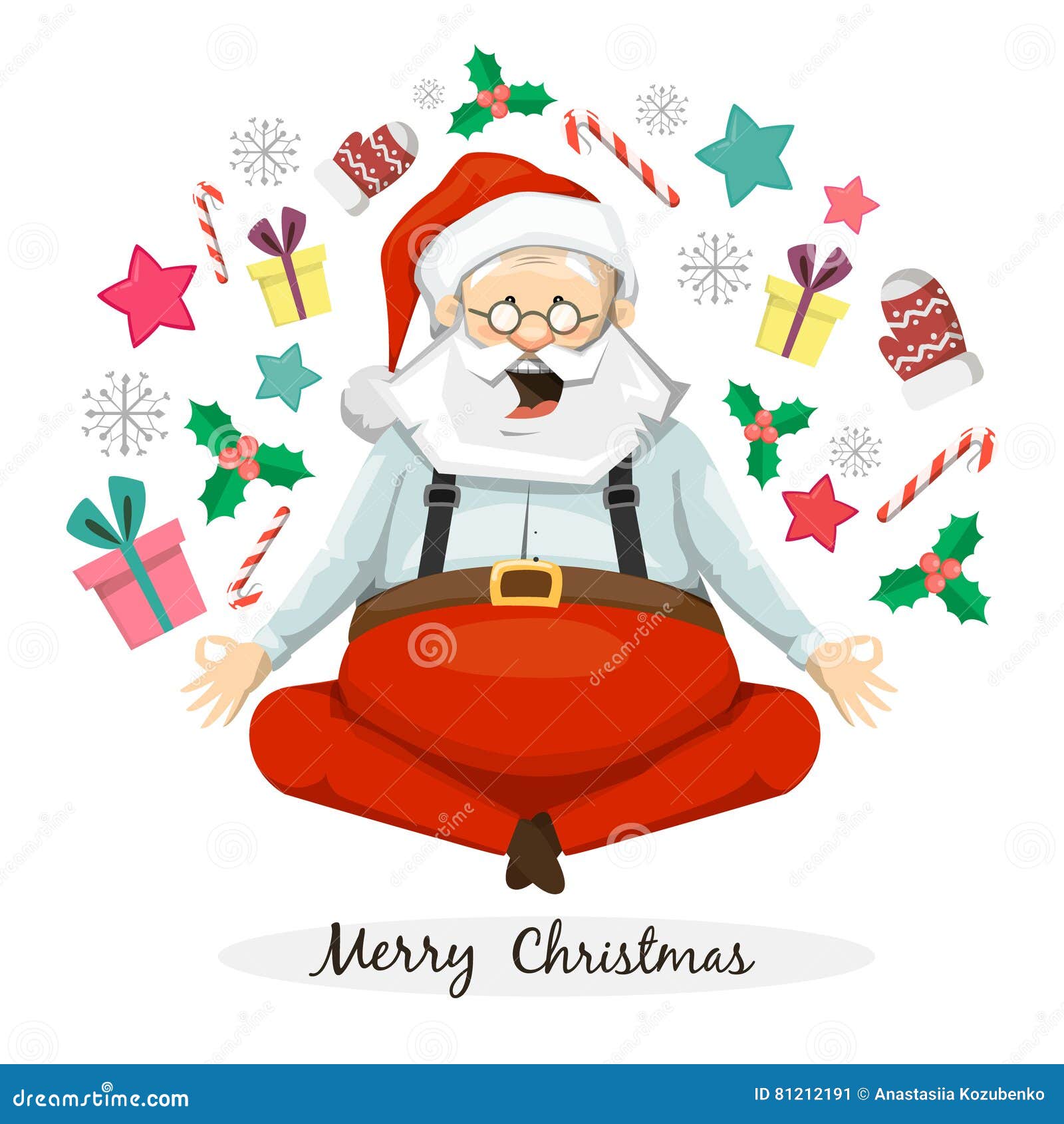 Santa Claus Yogi. Sitting In Yoga Posture Stock ...