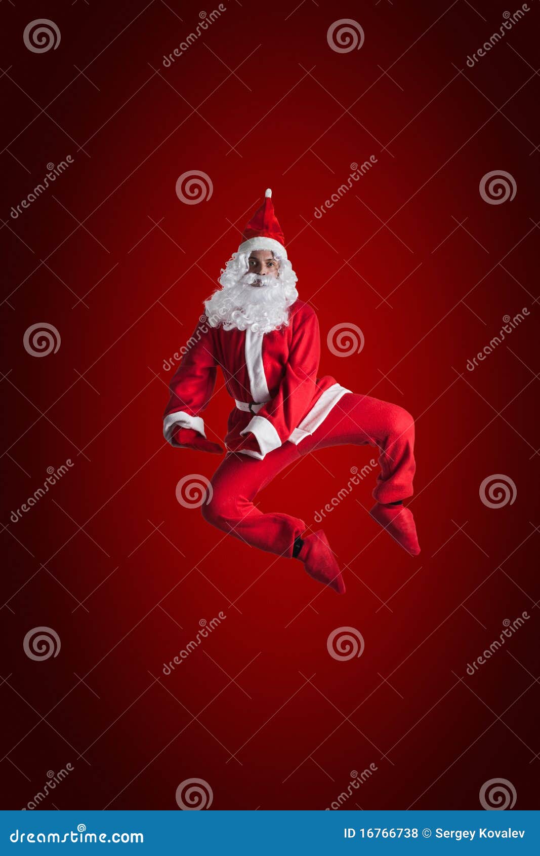 Santa Clause dancer Red background